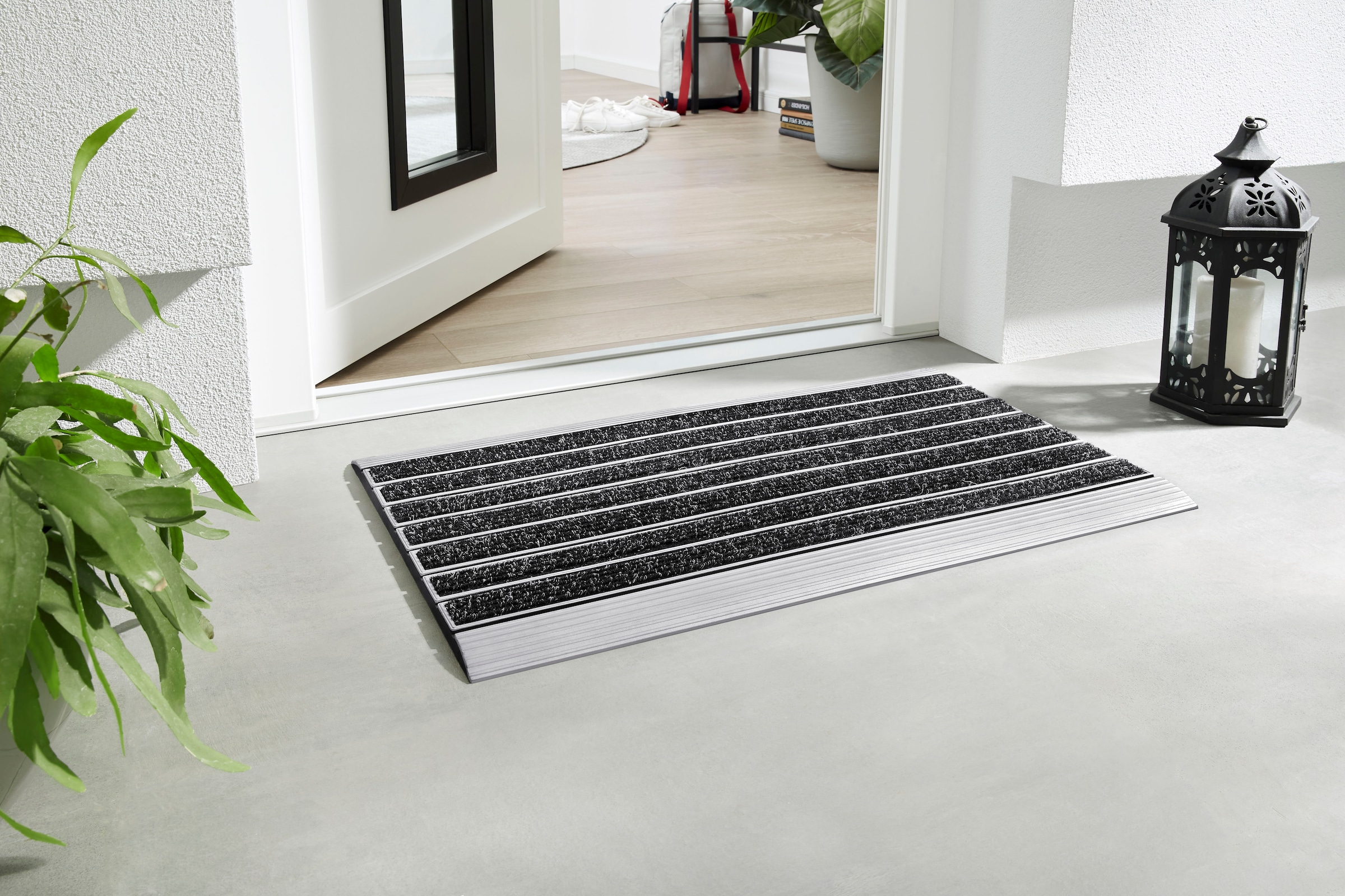 Home2Fashion Fussmatte »ProfileClean«, rechteckig, 12 mm Höhe, Schmutzfangmatte, edle Aluminiumoptik, robust & strapazierfähig
