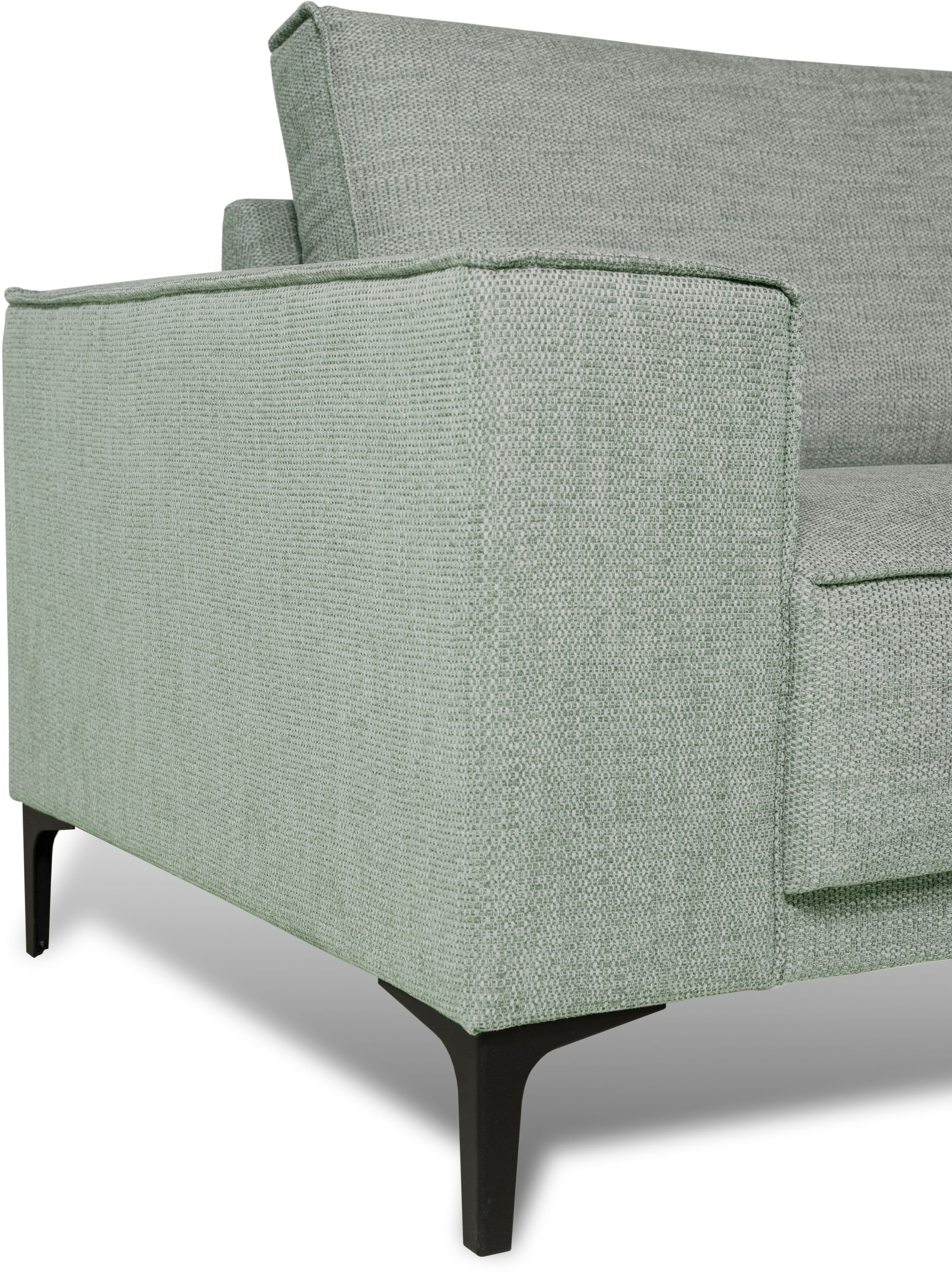 Places of Style Ecksofa »Polsterecke Oland, Struktur, Flachgewebe, Luxus-Microfaser, Boucle«, L-Form, 280 cm, Wellenunterfederung, Skandi-Design, Metallfüsse