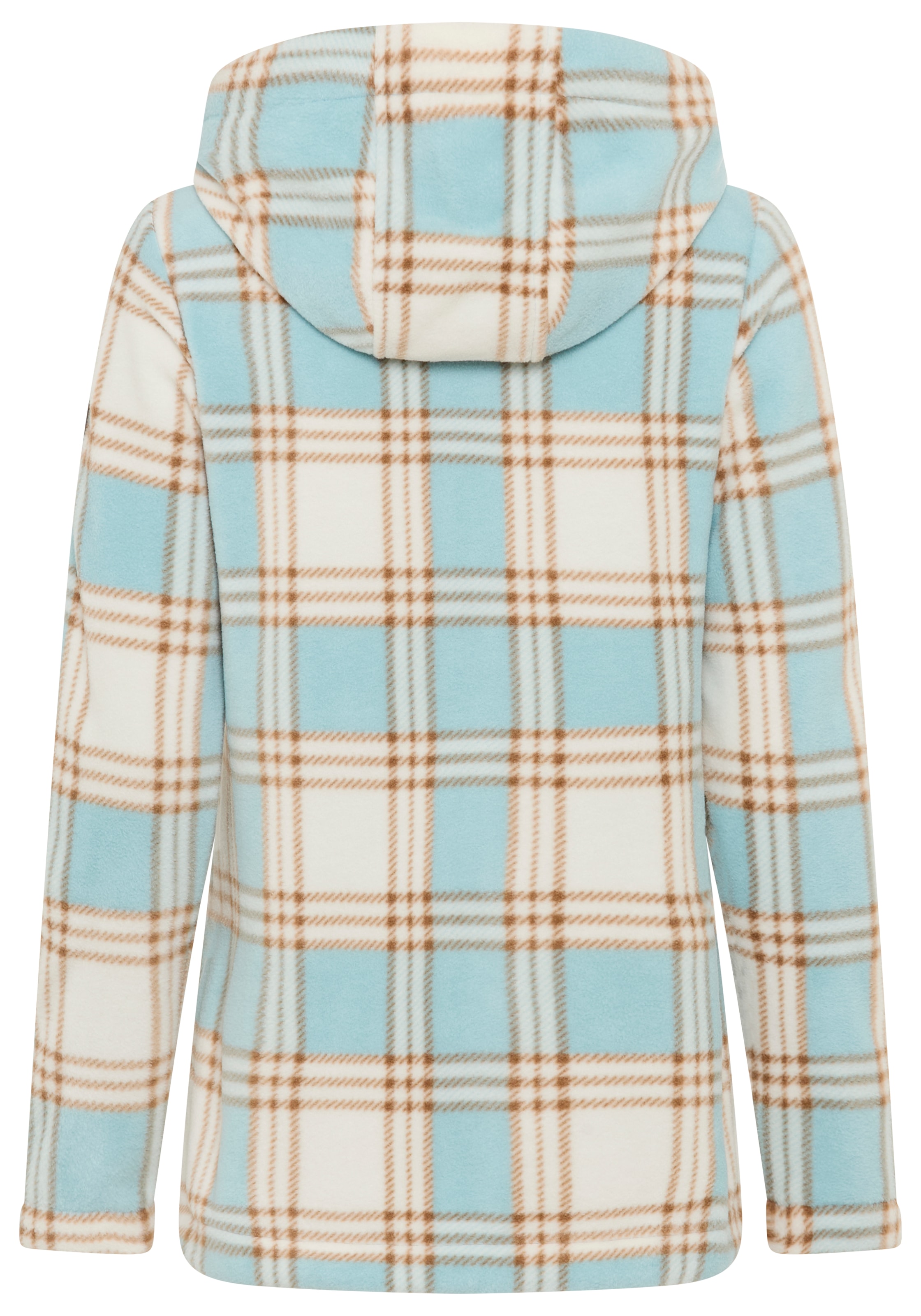 KangaROOS Fleecejacke, mit Kapuze, mit bedrucktem Karo Muster, weite Passform, Übergangsjacke