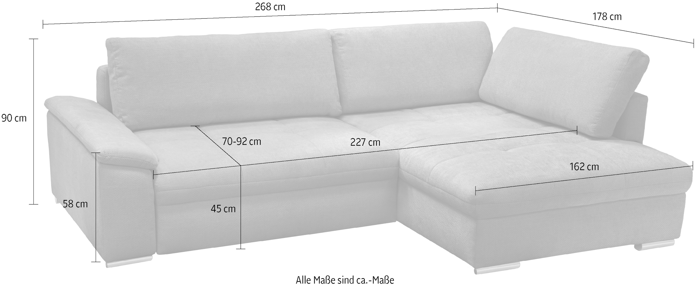 exxpo - sofa fashion Ecksofa »Casa Grande inkl. Bettfunktion, Bettkasten, OTTOs Choice, bequem«, L-Form, guter Sitzkomfort, grosse Liegefläche