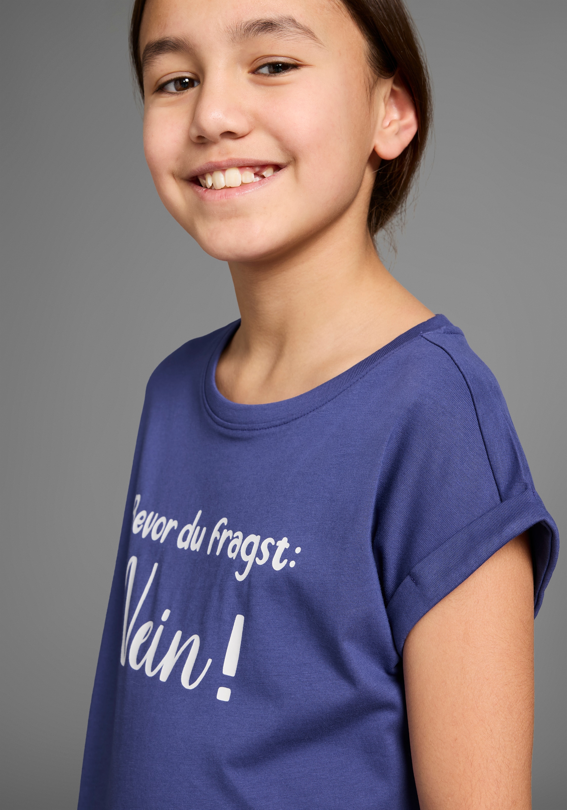 KIDSWORLD T-Shirt »Bevor Du fragst:  NEIN!«, Kurzarm, mit Print, Rundhalsausschnitt