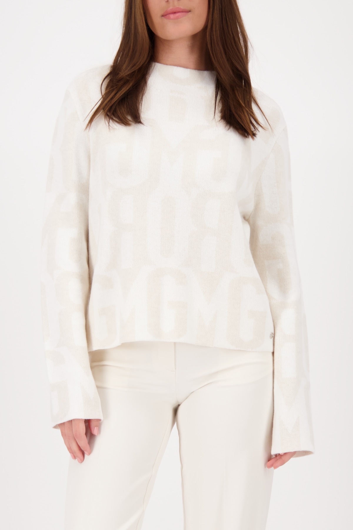 Monari Strickpullover »Pullover Schriftenmix« Regular fit mit Rundhalsausschnitt