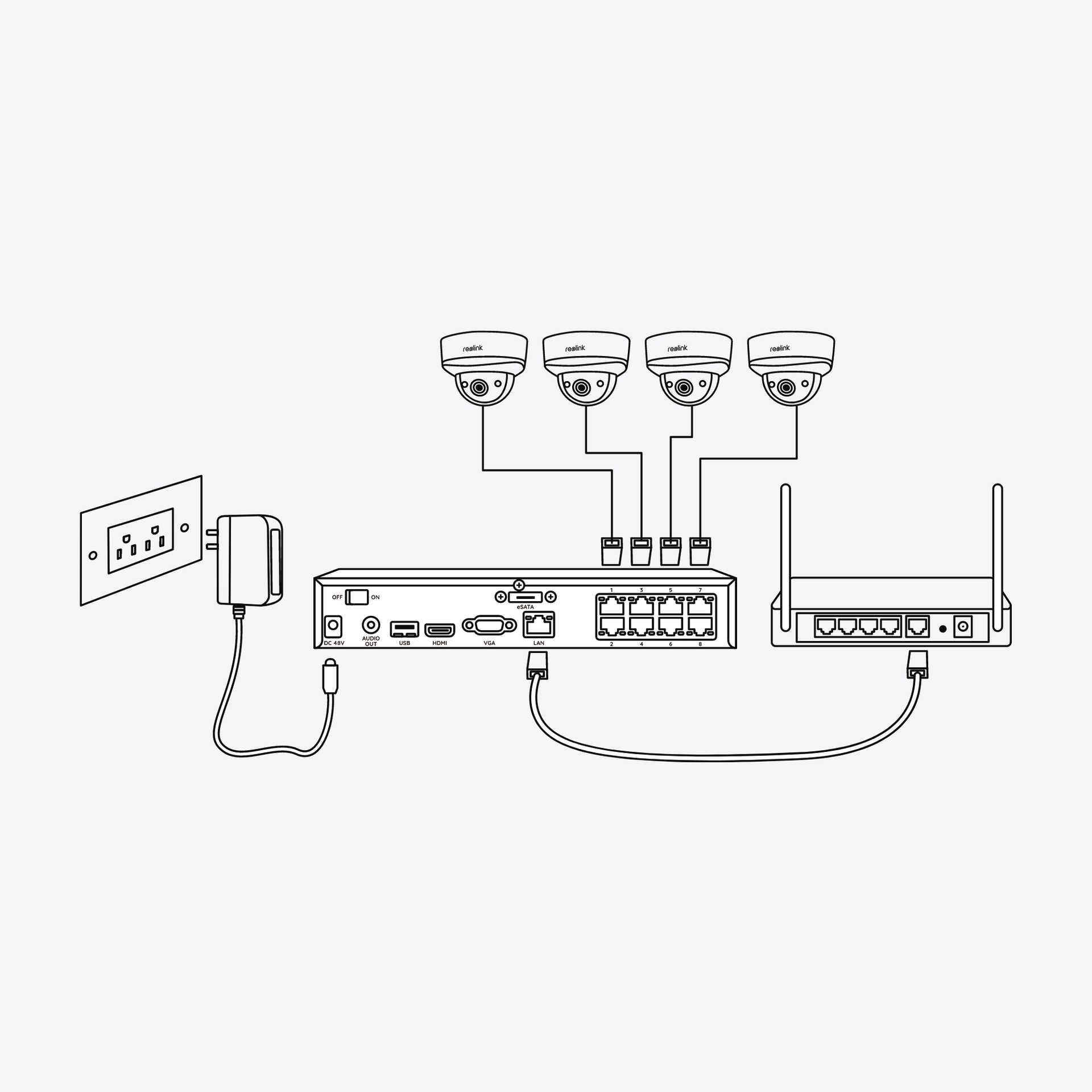 Reolink Überwachungskamera »NVS8-8MB4 - 4K UHD Sicherheitssystem, 8-Kanal NVR«, Aussenbereich, 30m scharfe Nachtsicht, 24/7 Aufnahme, intelligente Erkennung