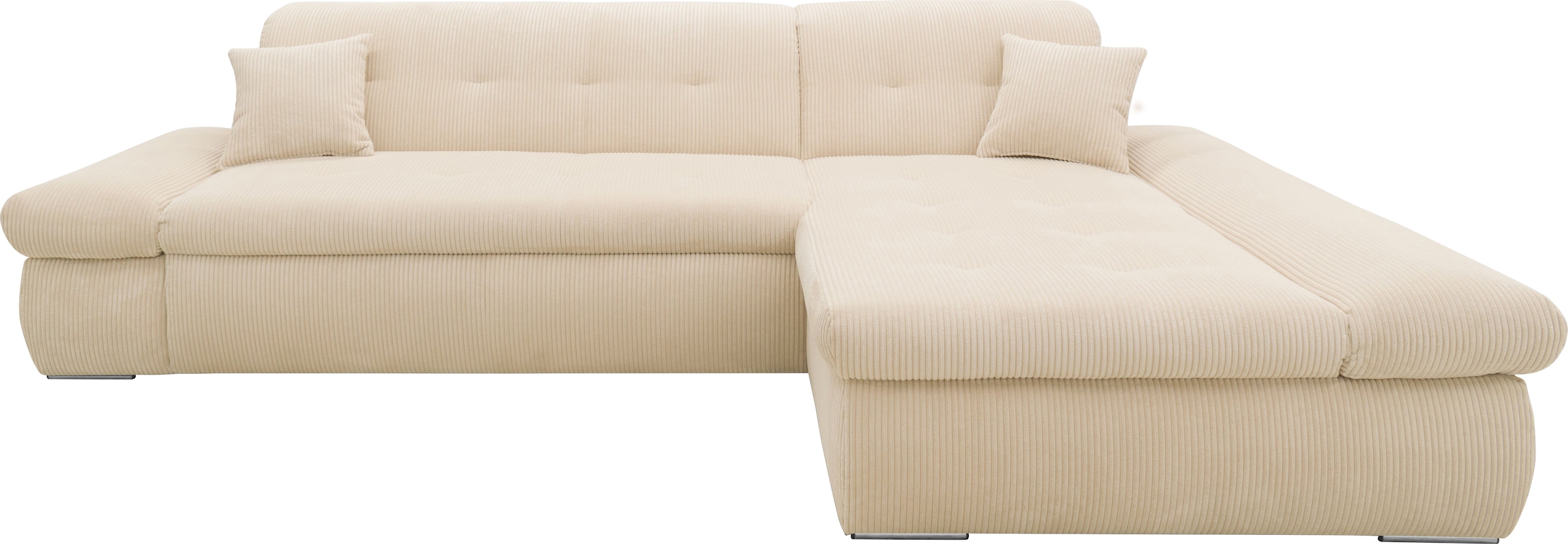 DOMO collection Ecksofa »Moric Luxus - B/T/H 300/172/80 cm, XXL-Format«, L-Form, 140kg Belastung/Sitz, Cord, creme