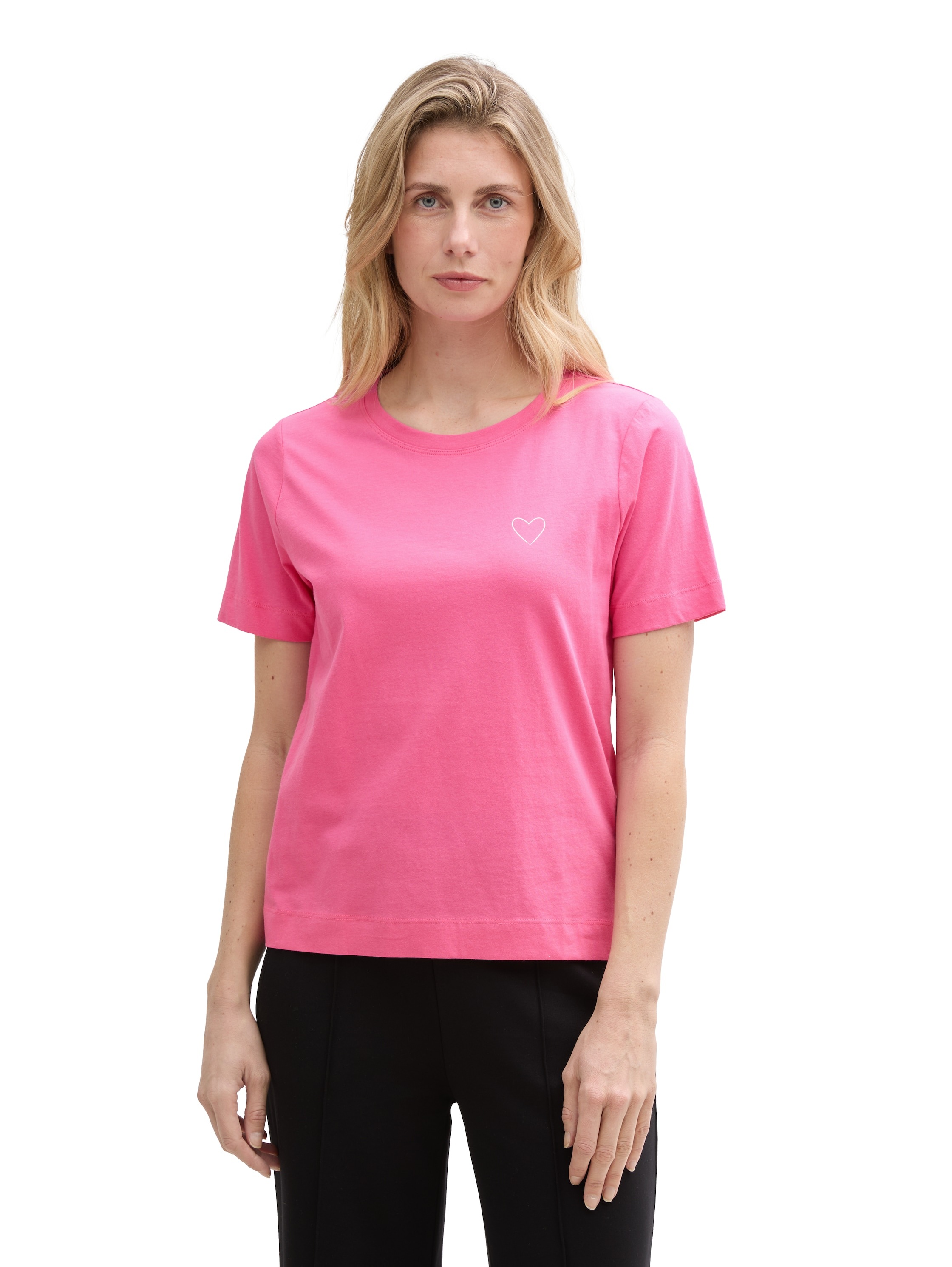 TOM TAILOR Rundhalsshirt mit Herzmotiv als Frontprint