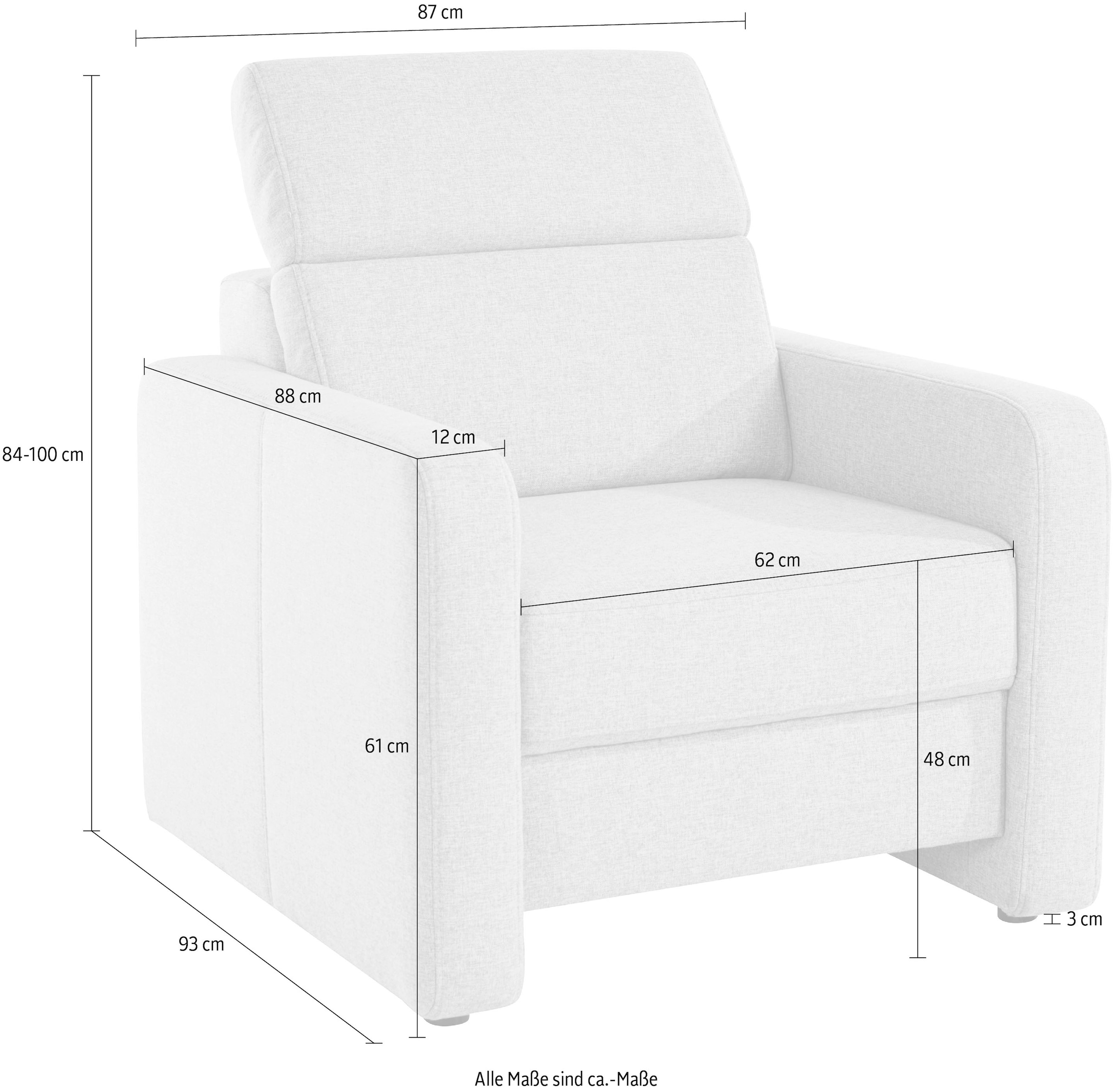 sit&more Sessel »Bologna«, mit Federkern, inklusive Kopfteilverstellung