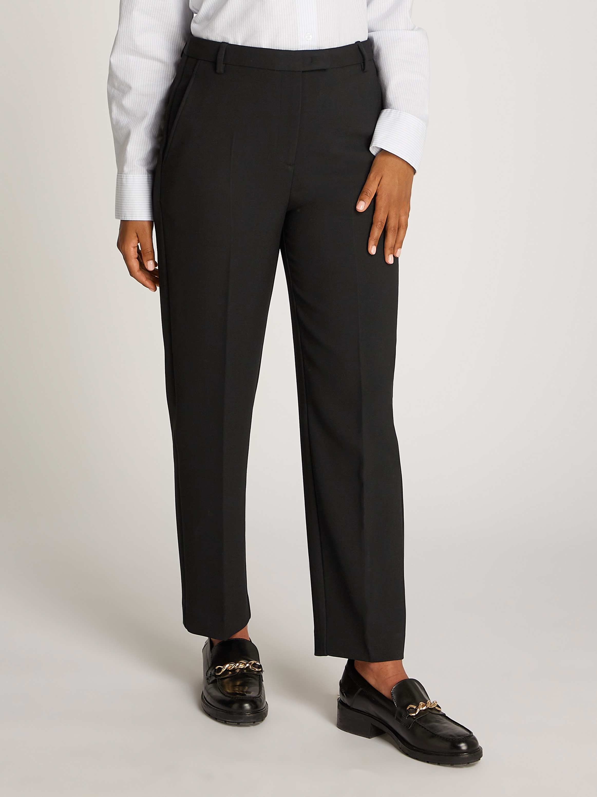 Tommy Hilfiger Webhose »PUNTO SLIM STRAIGHT PANT« mit Bügelfalten, Metalllabel