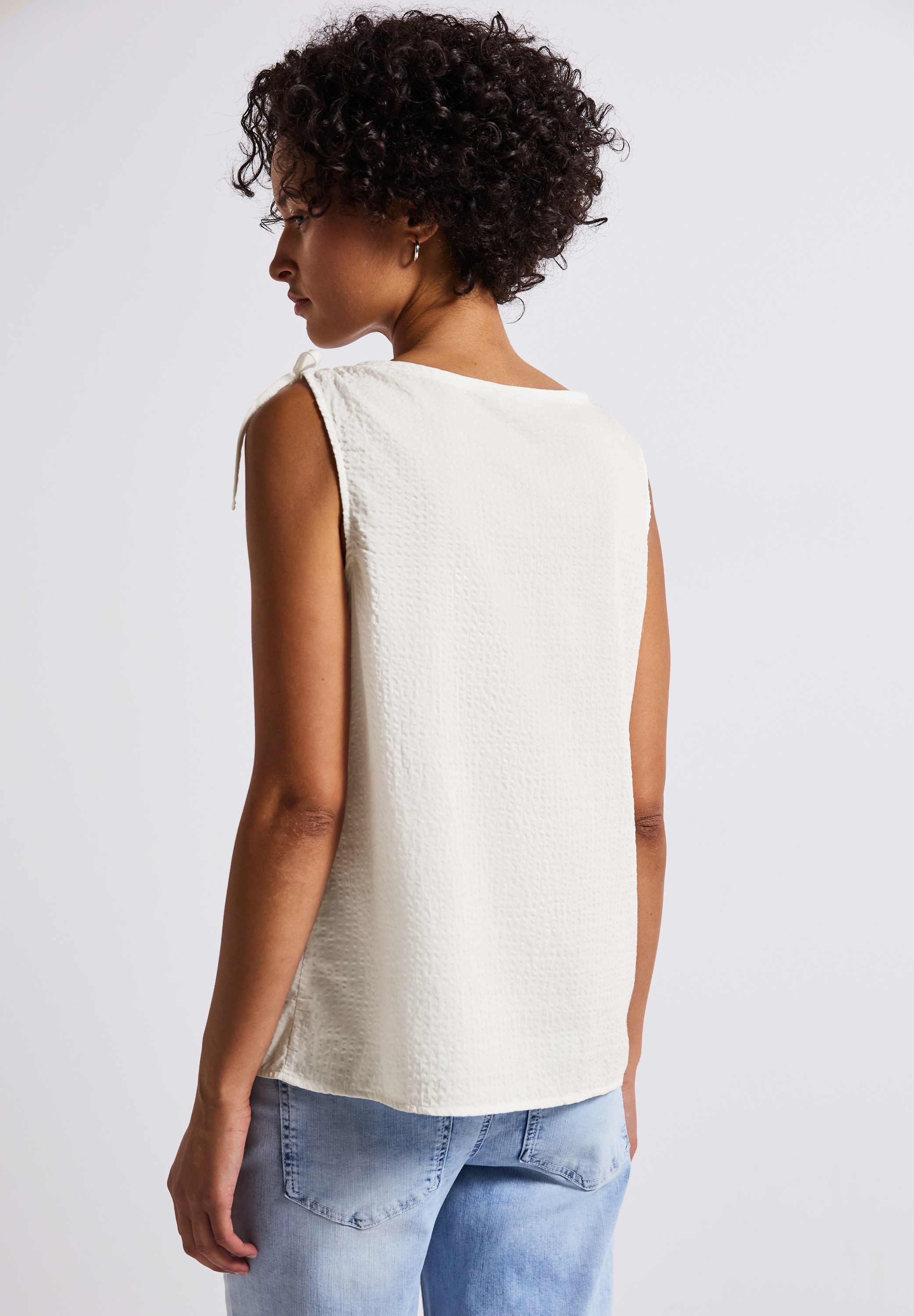 STREET ONE Blusentop, im Crinkle-Look, mit Knoten-Details
