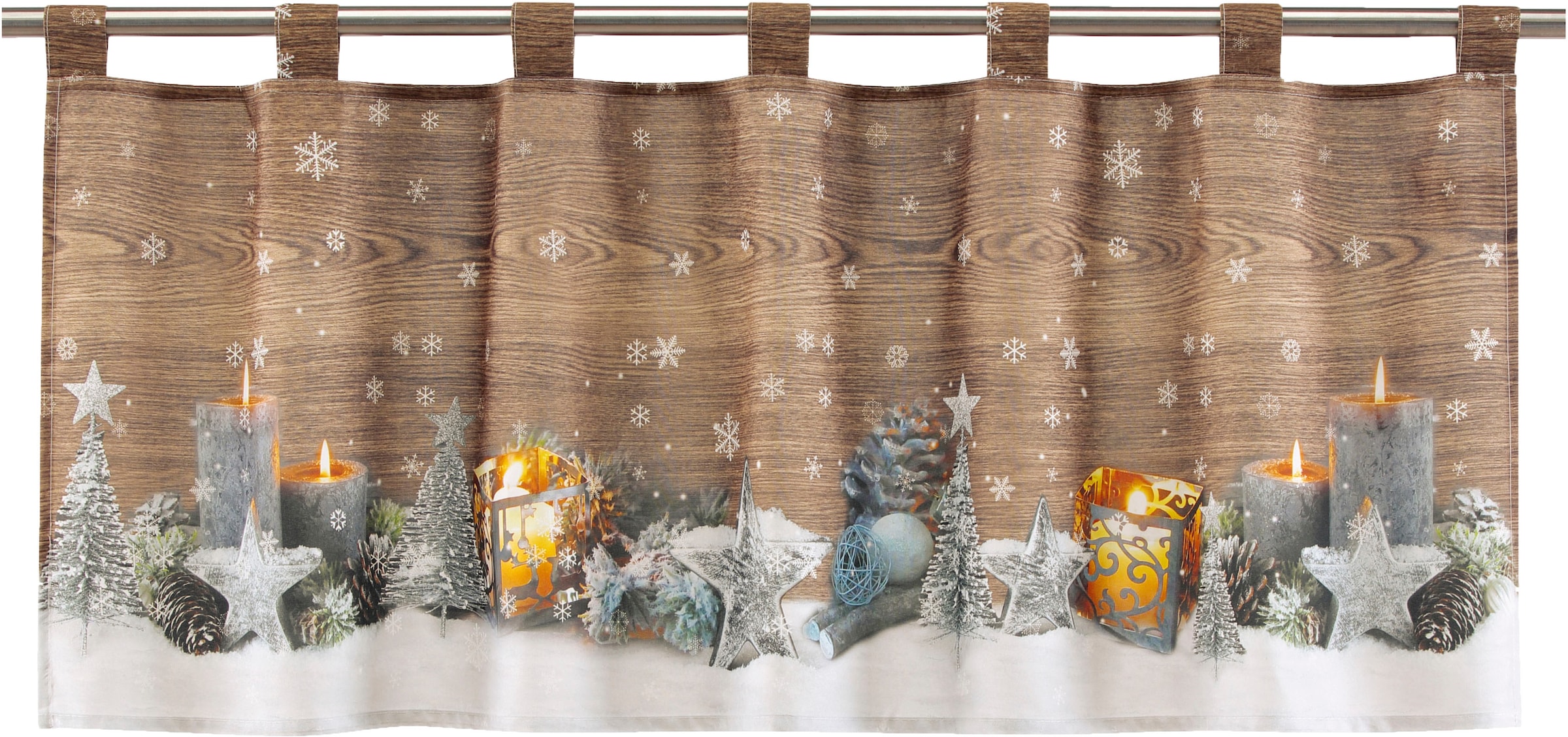 Delindo Lifestyle Scheibengardine »Weihnachtsstimmung«, Jelmoli-Versand mit LED-Beleuchtung online Schlaufenaufhängung, (1 | kaufen mit Küche, St.), für die