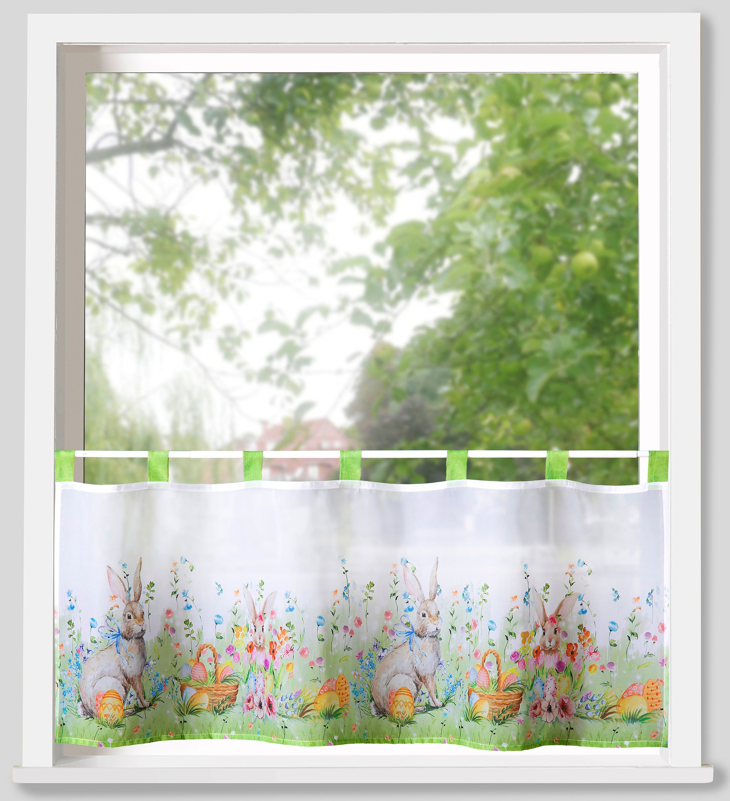 Weckbrodt Scheibengardine »Krümel«, (1 St.), Bistro, Voile, Ostern, halbtransparent, HxB 45x120cm, Gardine, Store