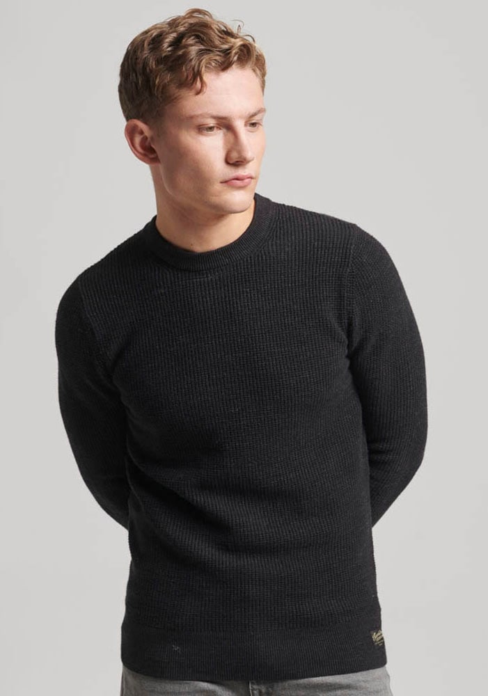 Superdry Strickpullover »TEXTURED CREW KNIT JUMPER«, mit strukturiertem Waffelstrickmuster