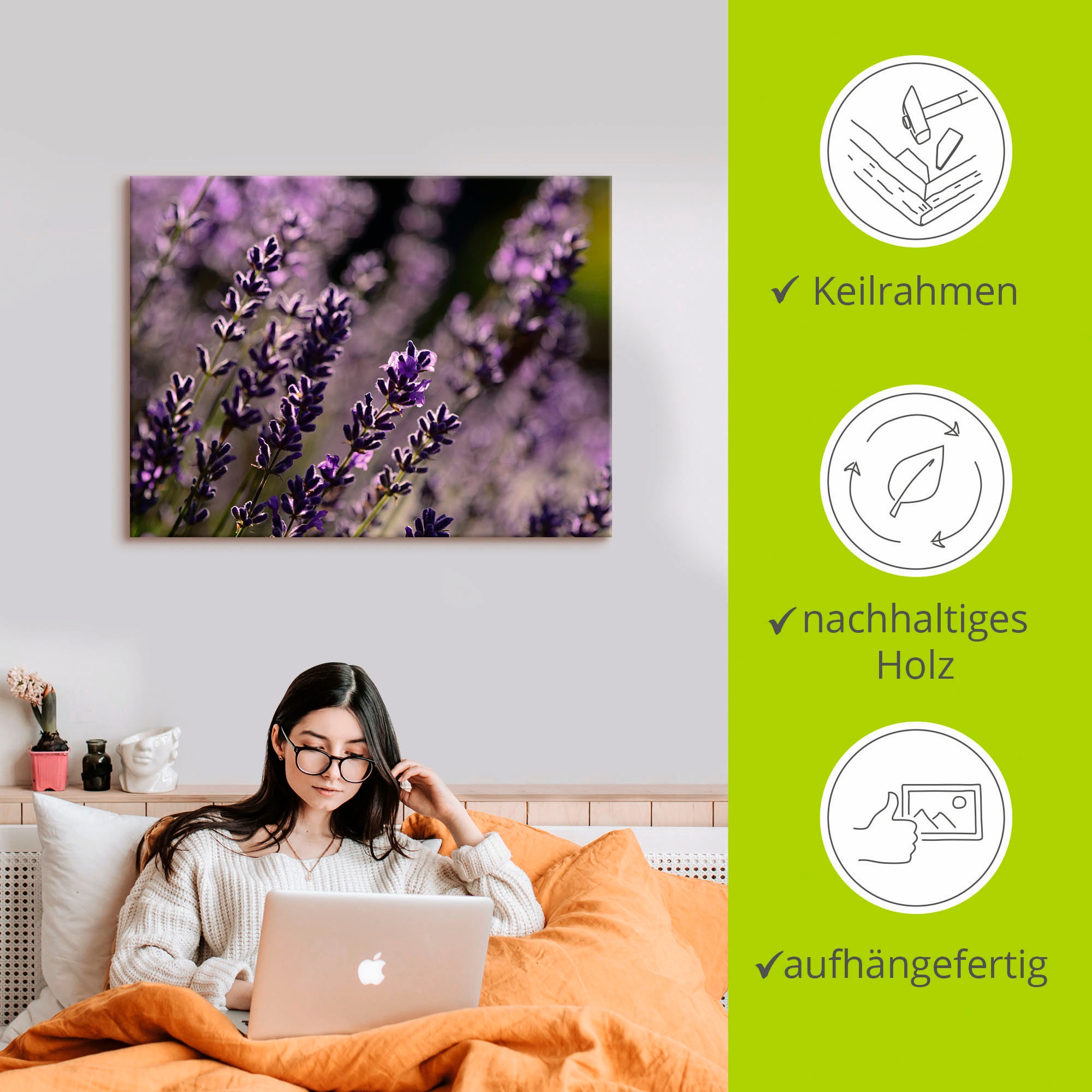Artland Wandbild »Lavendel«, Blumen, (1 St.), als Leinwandbild in verschied. Grössen