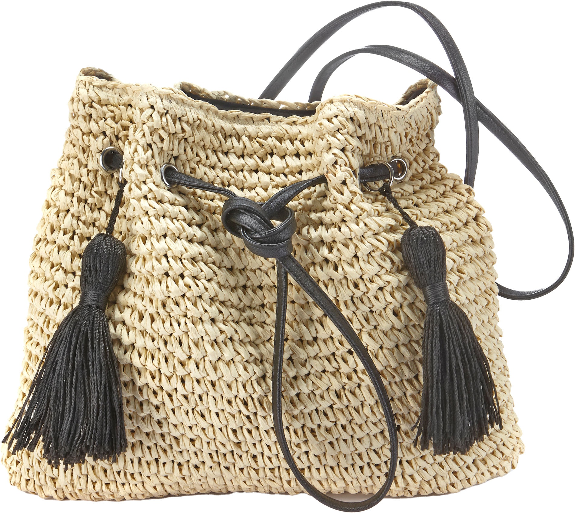 LASCANA Umhängetasche »Strandtasche« aus Papierstroh, Handtasche, Schultertasche VEGAN