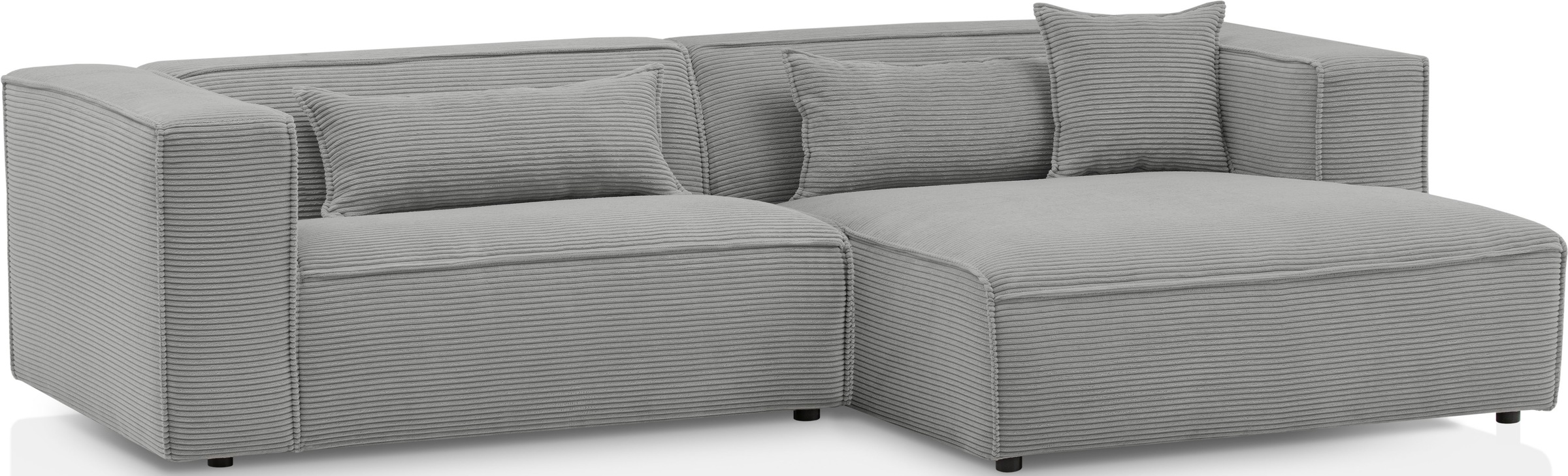 LeGer Home by Lena Gercke Ecksofa »PIARA mit Kedernaht in Cord oder Leinenoptik, moderne Couch in L-Form«, wahlweise Ottomane rechts/links, schwarze Füsse, bequemer Sitzkomfort