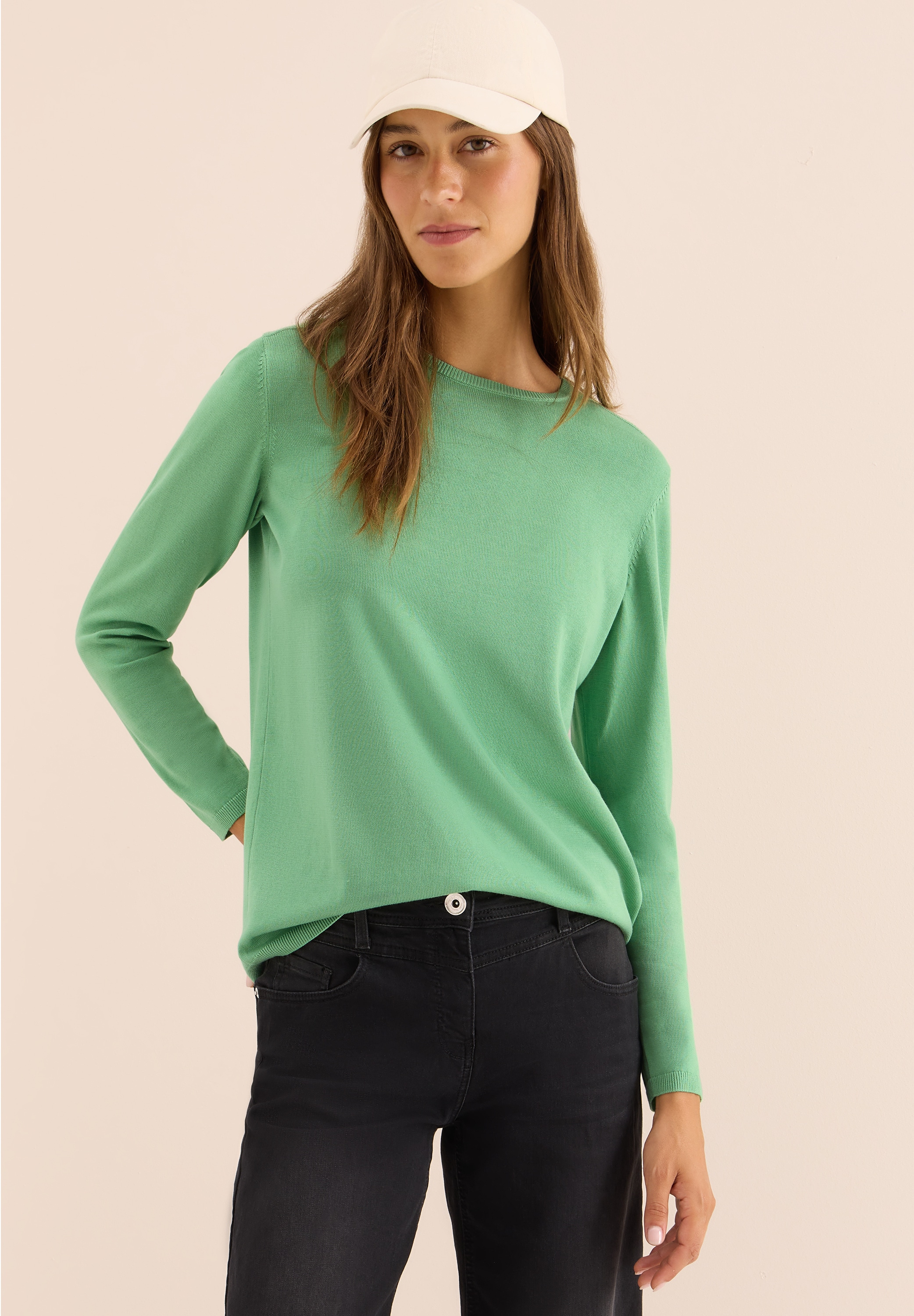 Cecil Strickpullover mit feinem Detail an der Schulter und Viskose-Anteil