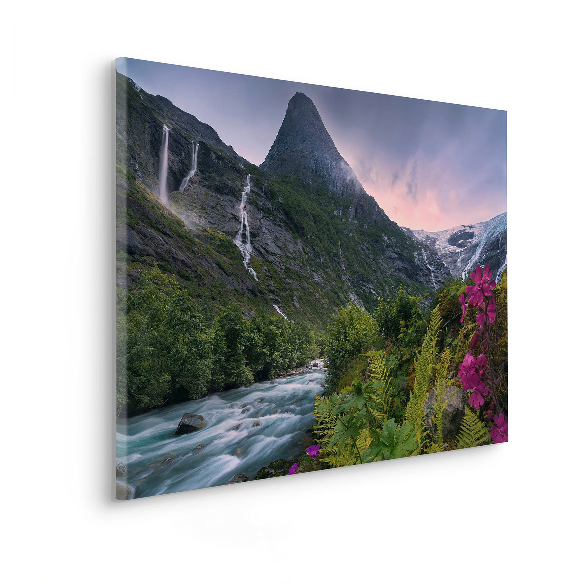 Komar Leinwandbild »Scandinavian Paradise - Grösse 90 x 60 cm«, Baum-Blätter-Natur-Berge-Blumen-Foto-Jahreszeiten-Landschaft-Meer-Strand-Palmen, (Packung, 1 St.), Keilrahmenbild mi Echtholzrahmen
