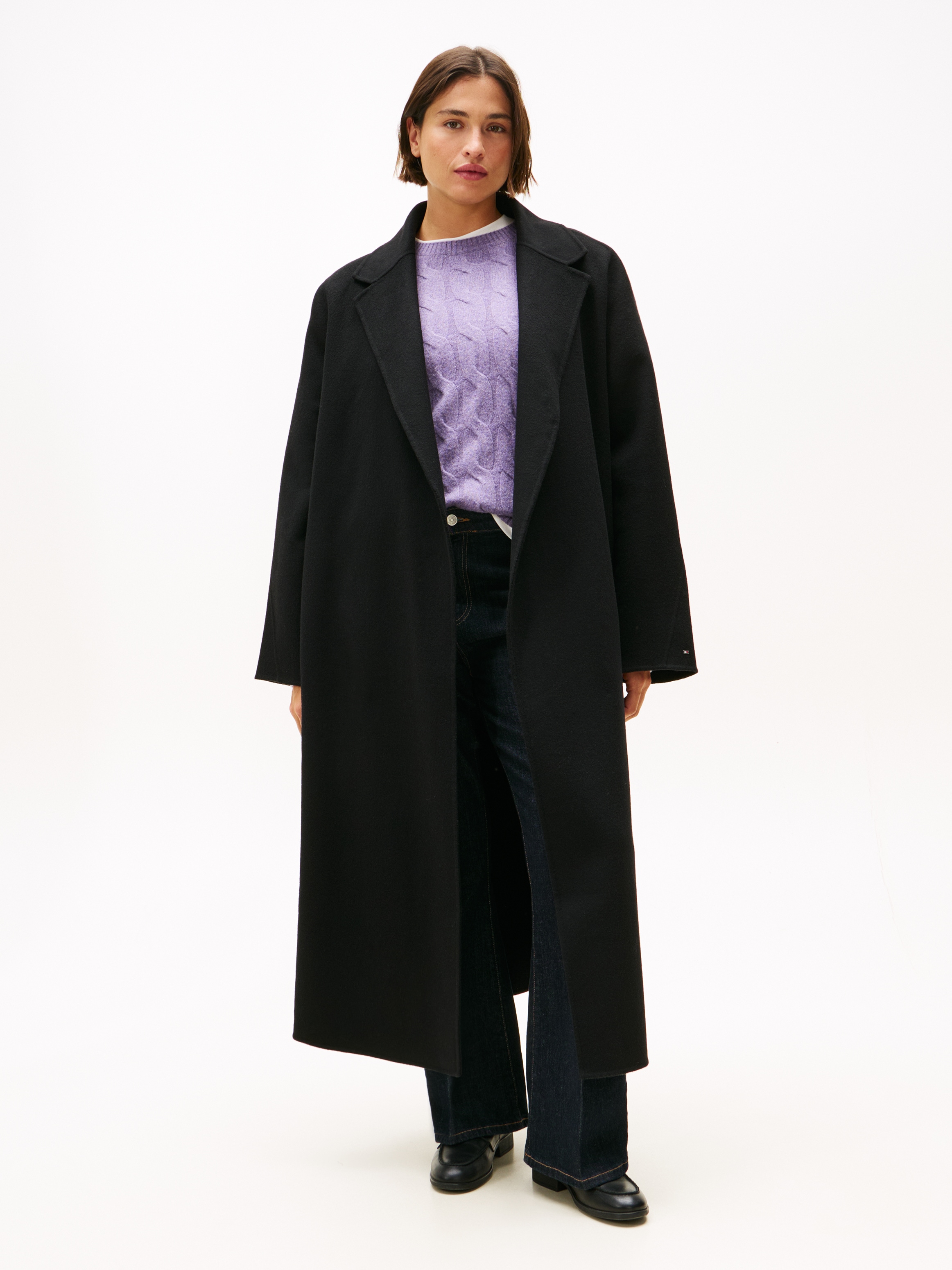 Tommy Hilfiger Curve Kurzmantel »CRV DF WOOL REG BELTED MIDI COAT«, in grossen Grössen, aus reiner Wolle