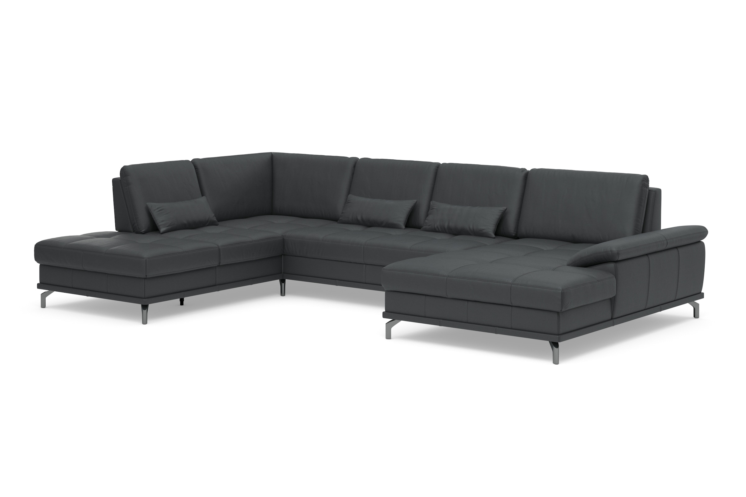 Places of Style Wohnlandschaft »Costello U-Form, mit Sitztiefenverstellung, Armteilverstellung und«, 3 Nierenkissen, optional Bettfunktion und Bettkasten