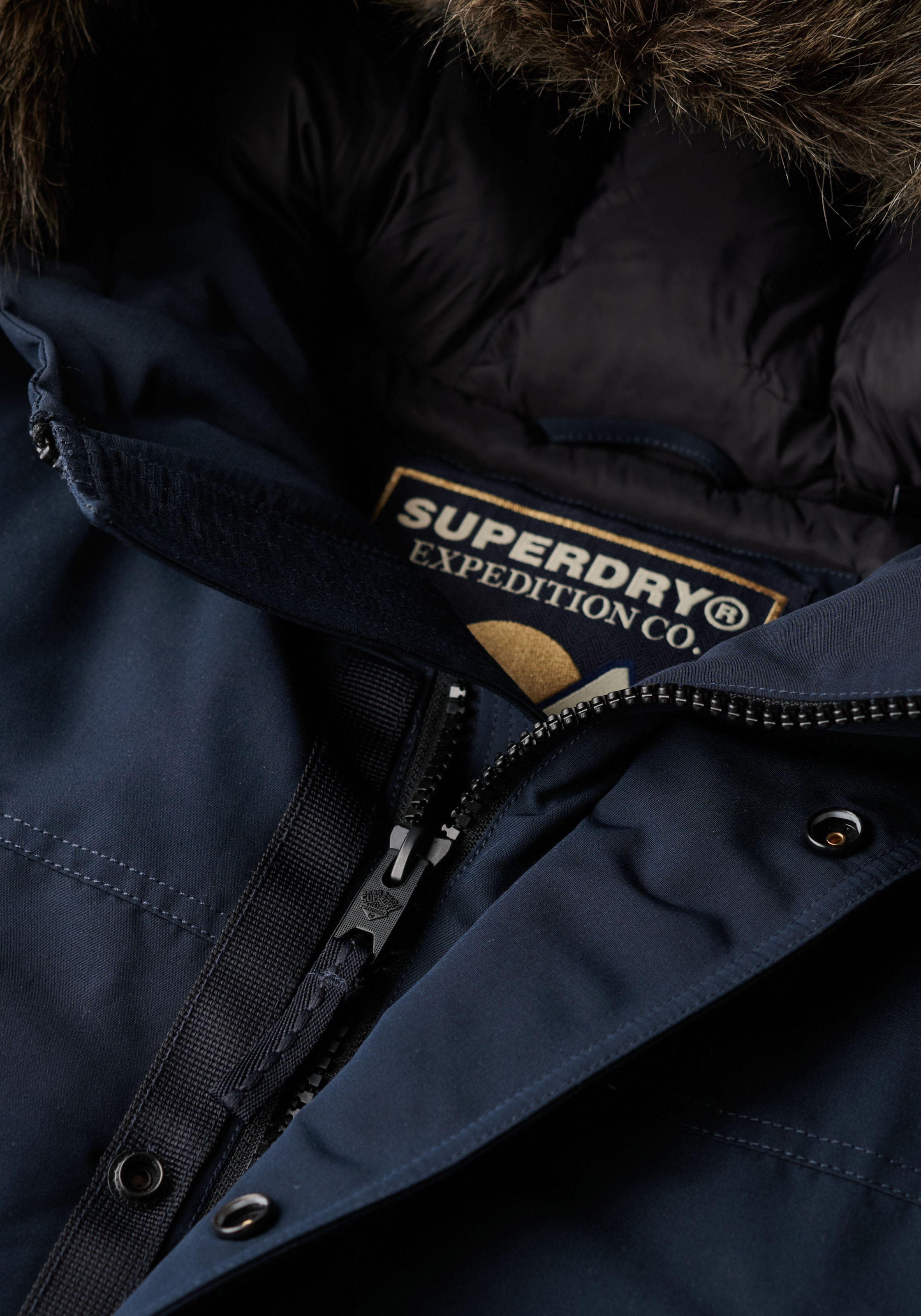 Superdry Parka »EVEREST FAUX FUR PARKA JACKET«, mit Kapuze