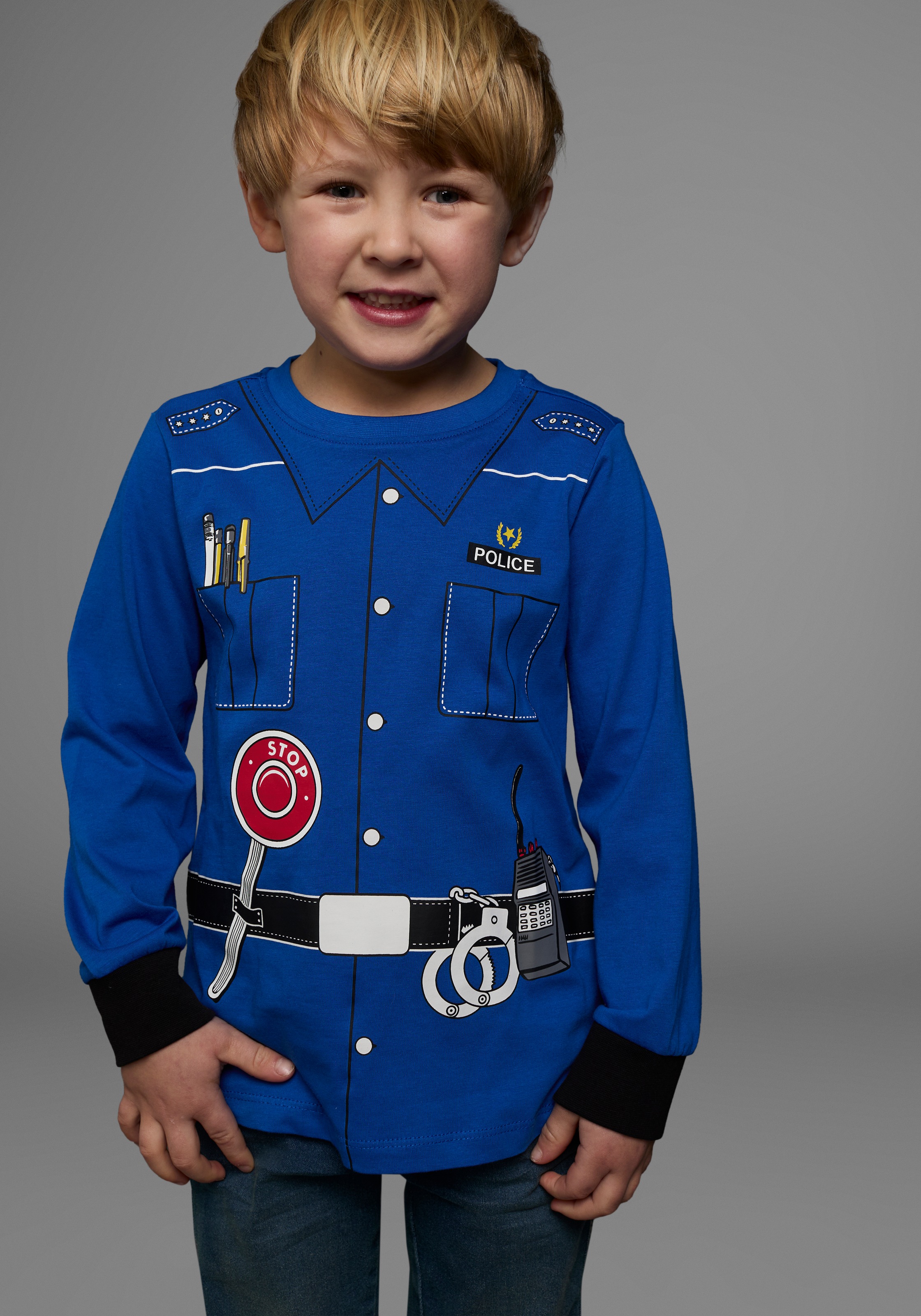 KIDSWORLD Langarmshirt »POLIZEI«, Langarm, Basic-Passform, bedruckt, Rundhalsausschnitt