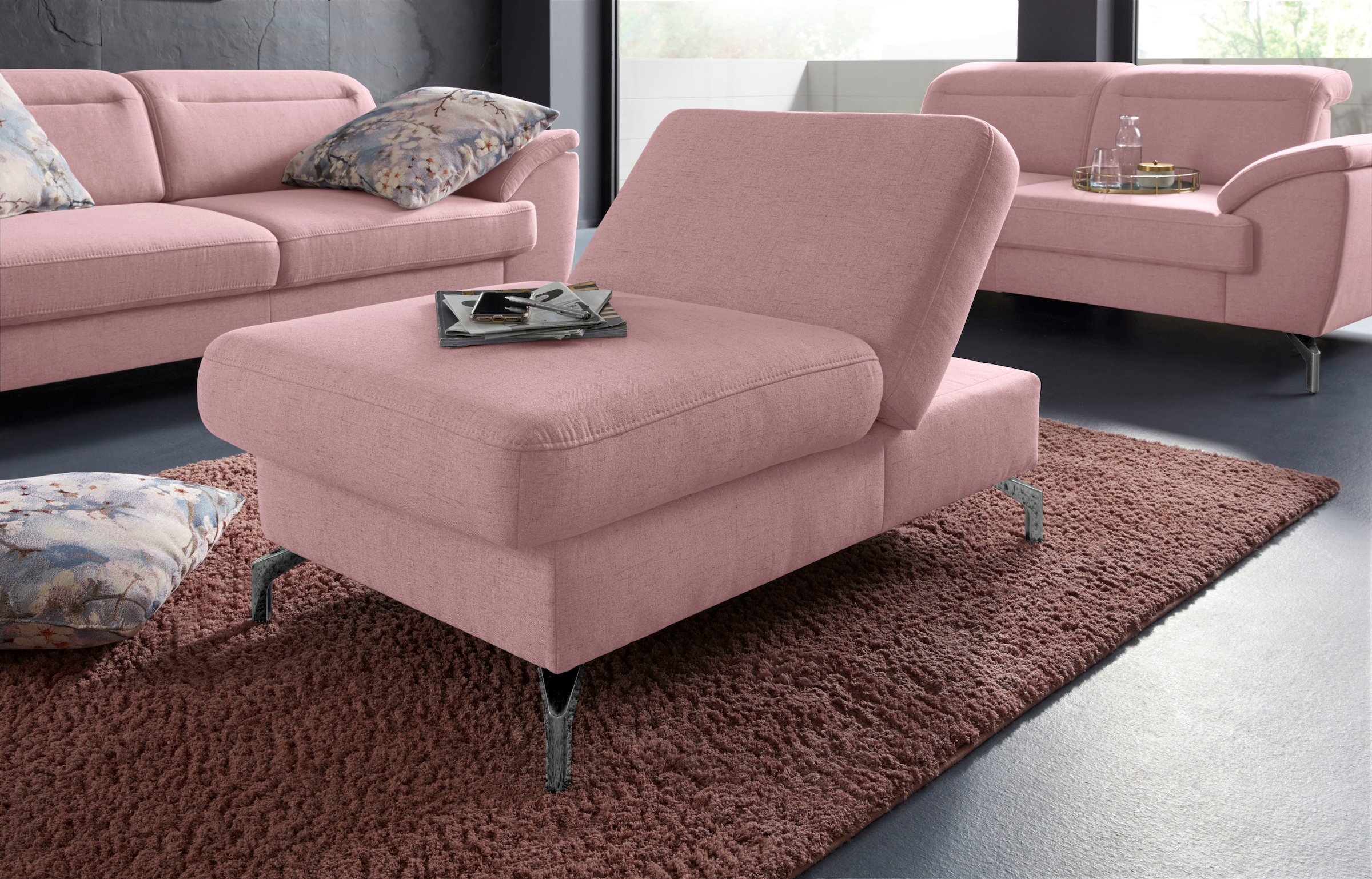 sit&more Hocker »Percy«, Fusshöhe 15cm, mit Klappfunktion, wahlweise in 2 Fussfarben