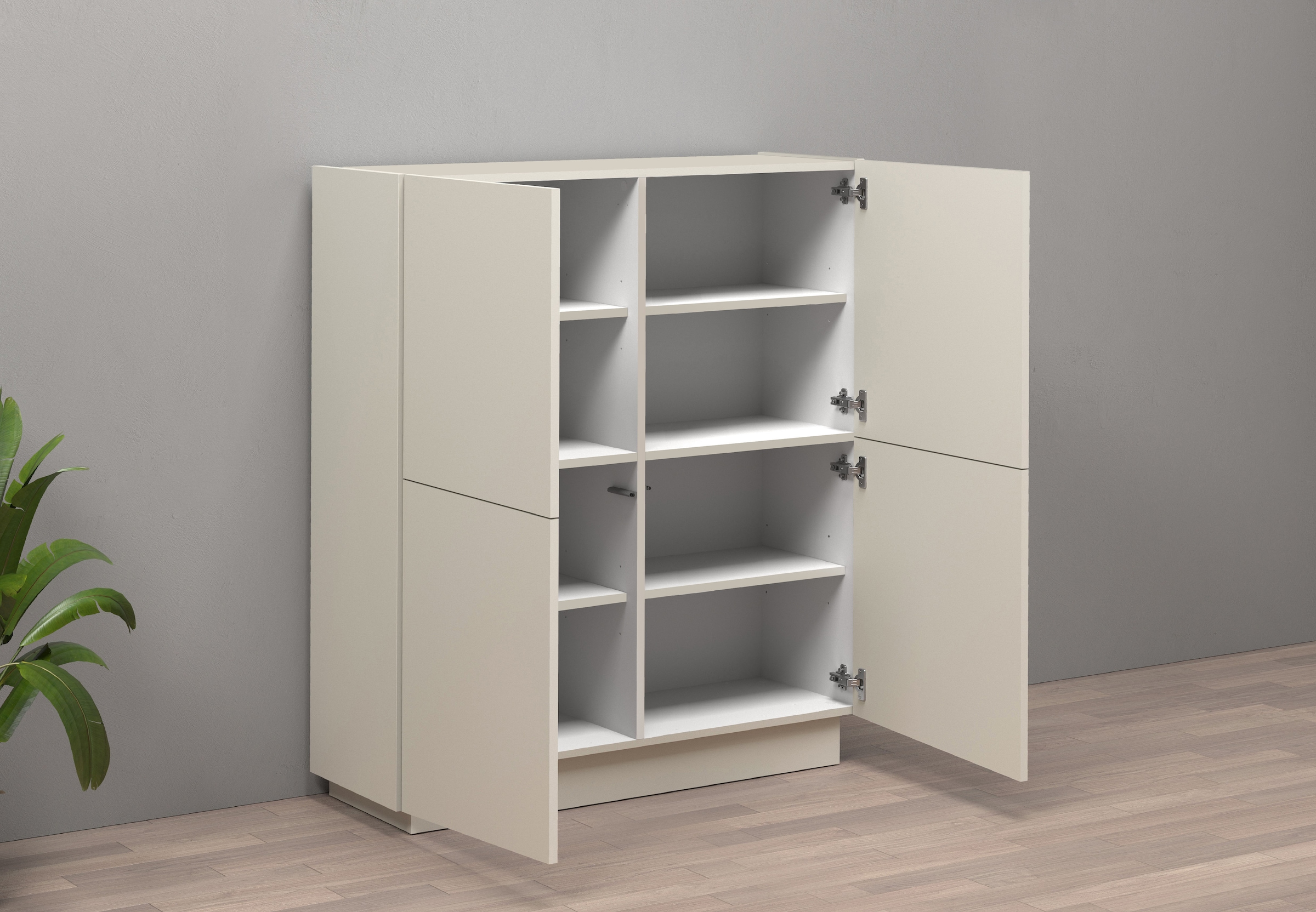 INOSIGN Highboard »VELA, Highboard, Höhe 120 cm,Design mit schrägen Türen«, (1 St.), Made in Italy, Masse-B/T/H: 100x35x120,hohes Sideboard,Anrichte,Kommode