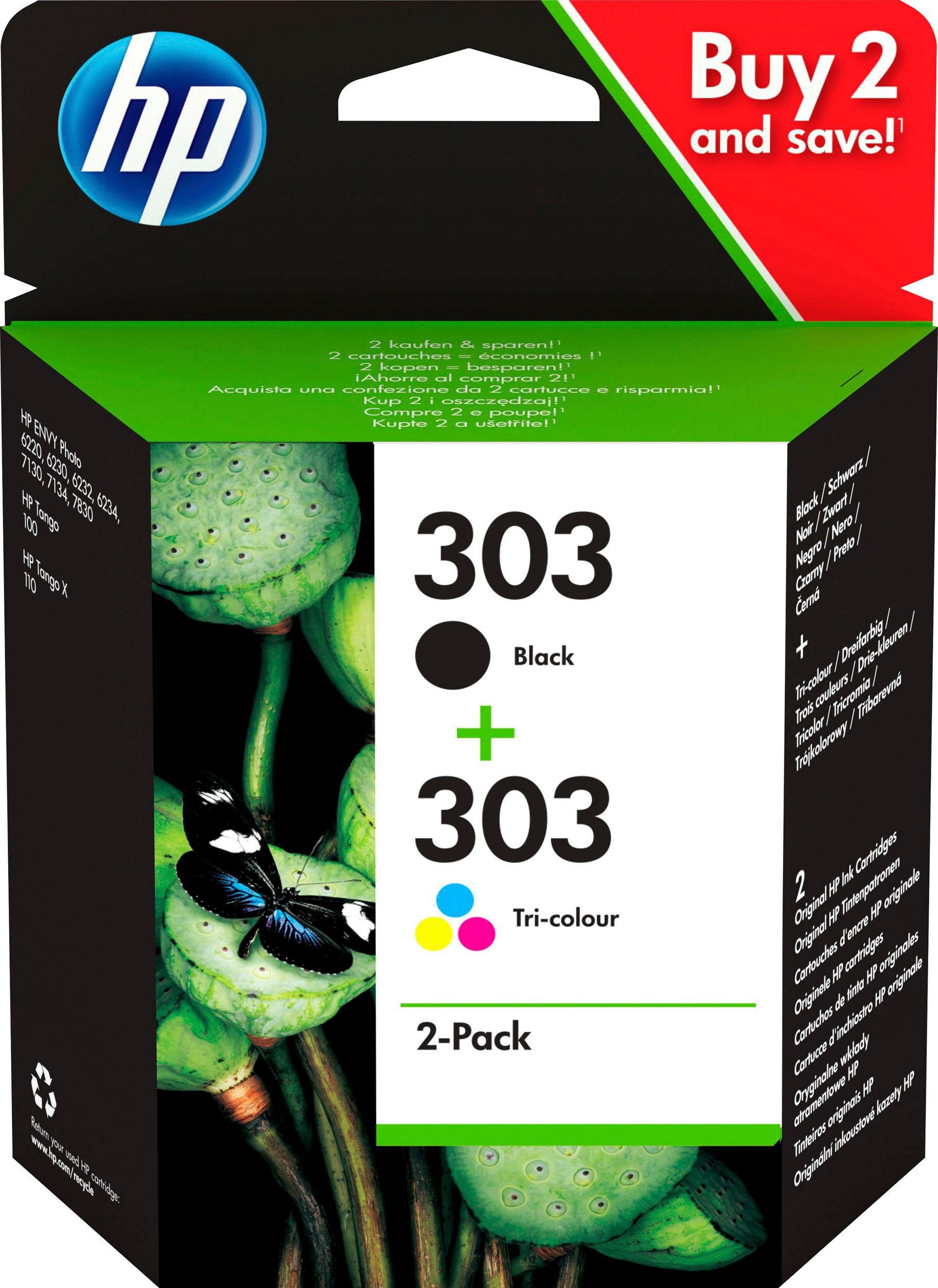 HP Tintenpatrone »303« original Druckerpatrone 303 schwarz/cyan/magenta/gelb, Instant Ink