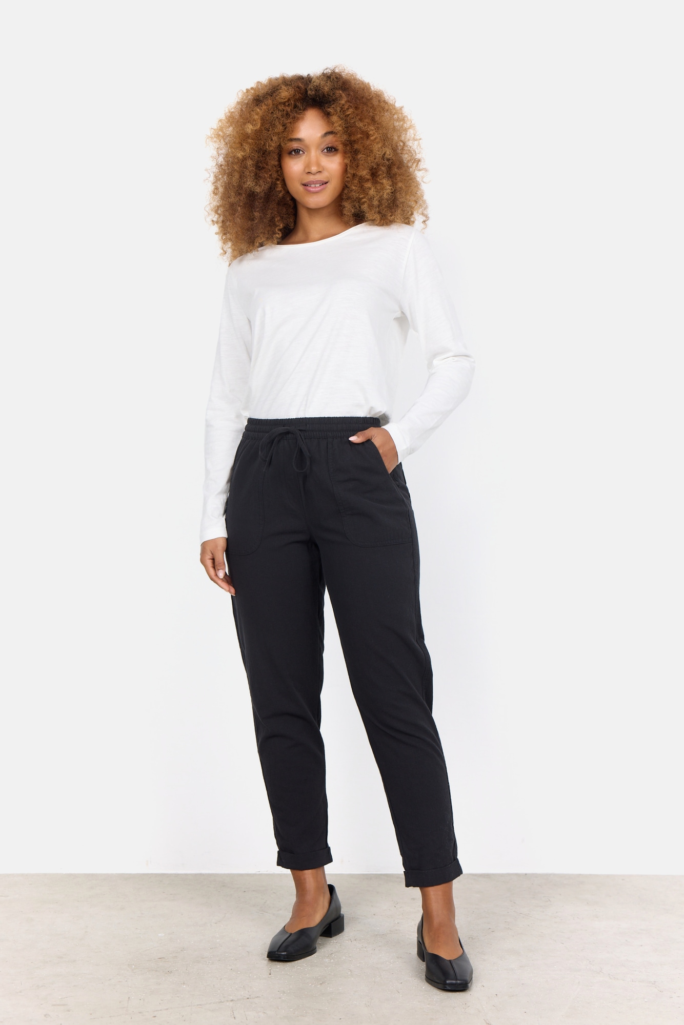 soyaconcept Schlupfhose »SC-CISSIE 10-C«, leichte Sommerhose aus Baumwolle in Leinenoptik