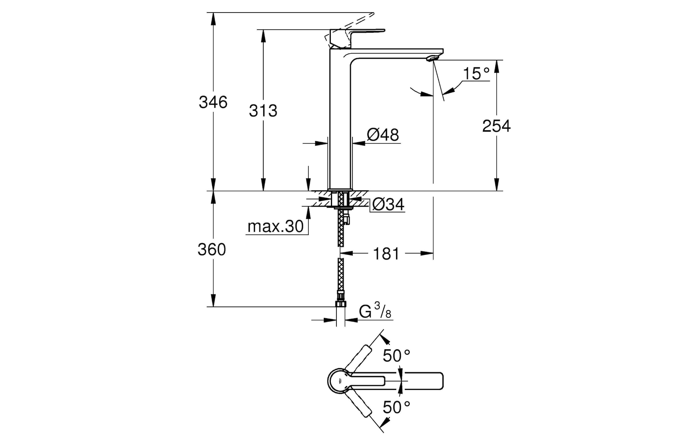 Grohe Badarmatur »Lineare Einhand-Waschtischbatterie«