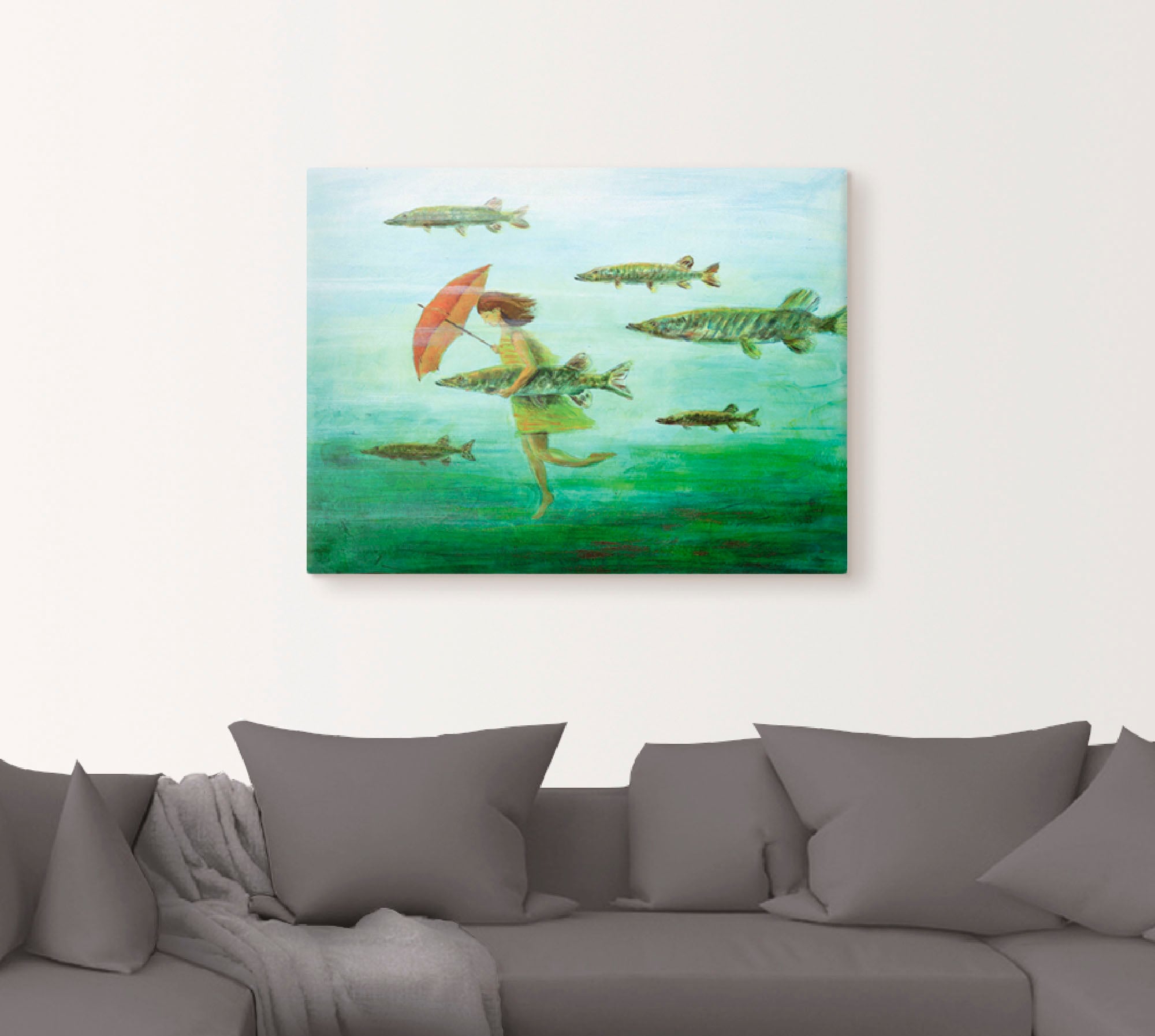 Artland Wandbild »Es zieht wie Hechtsuppe«, Wassertiere, (1 St.), als Leinwandbild, Wandaufkleber oder Poster in versch. Grössen