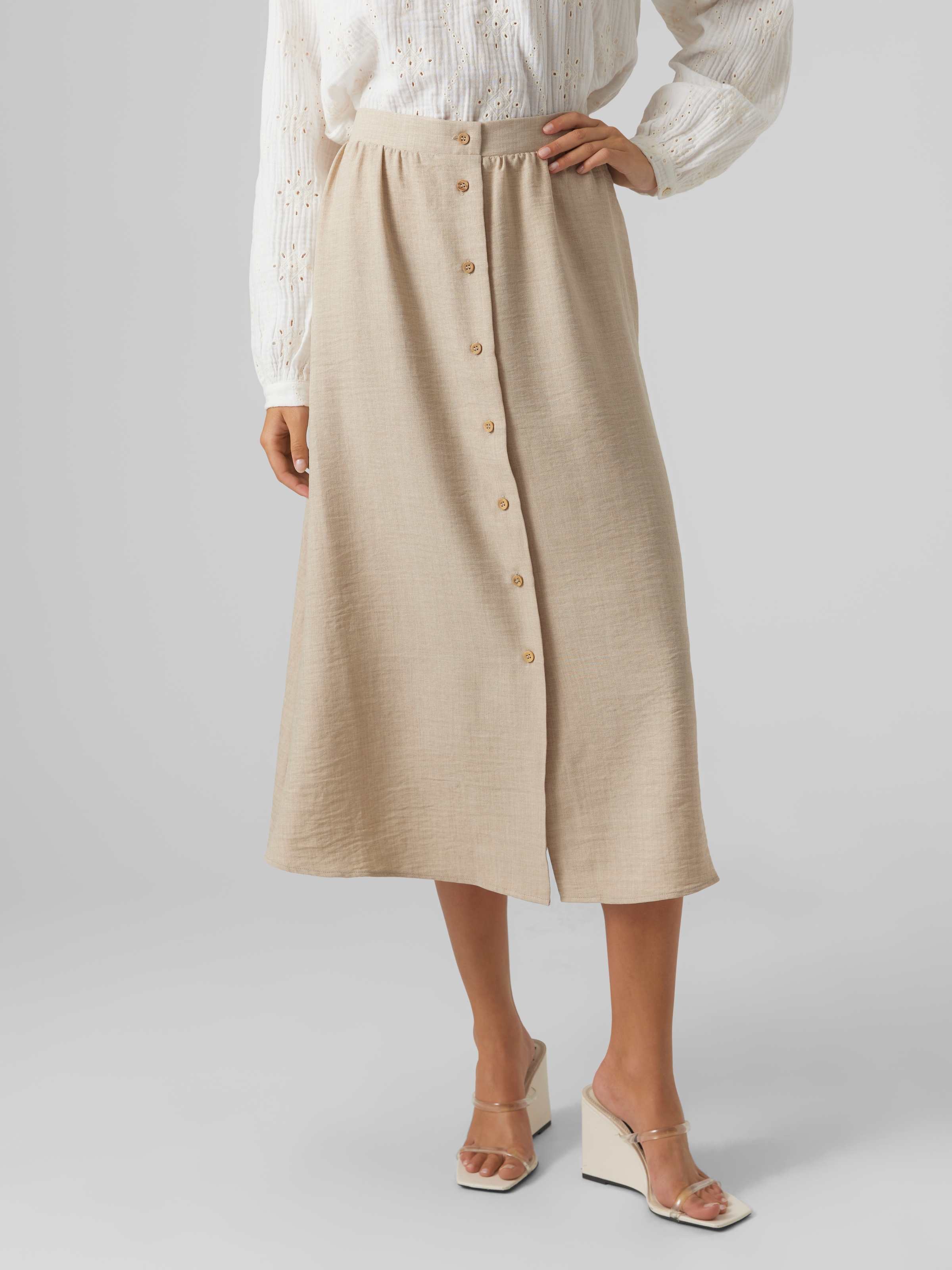 Vero Moda Maxirock »VMMELANEY HW BUTTON CALF SKIRT WVN NOOS«