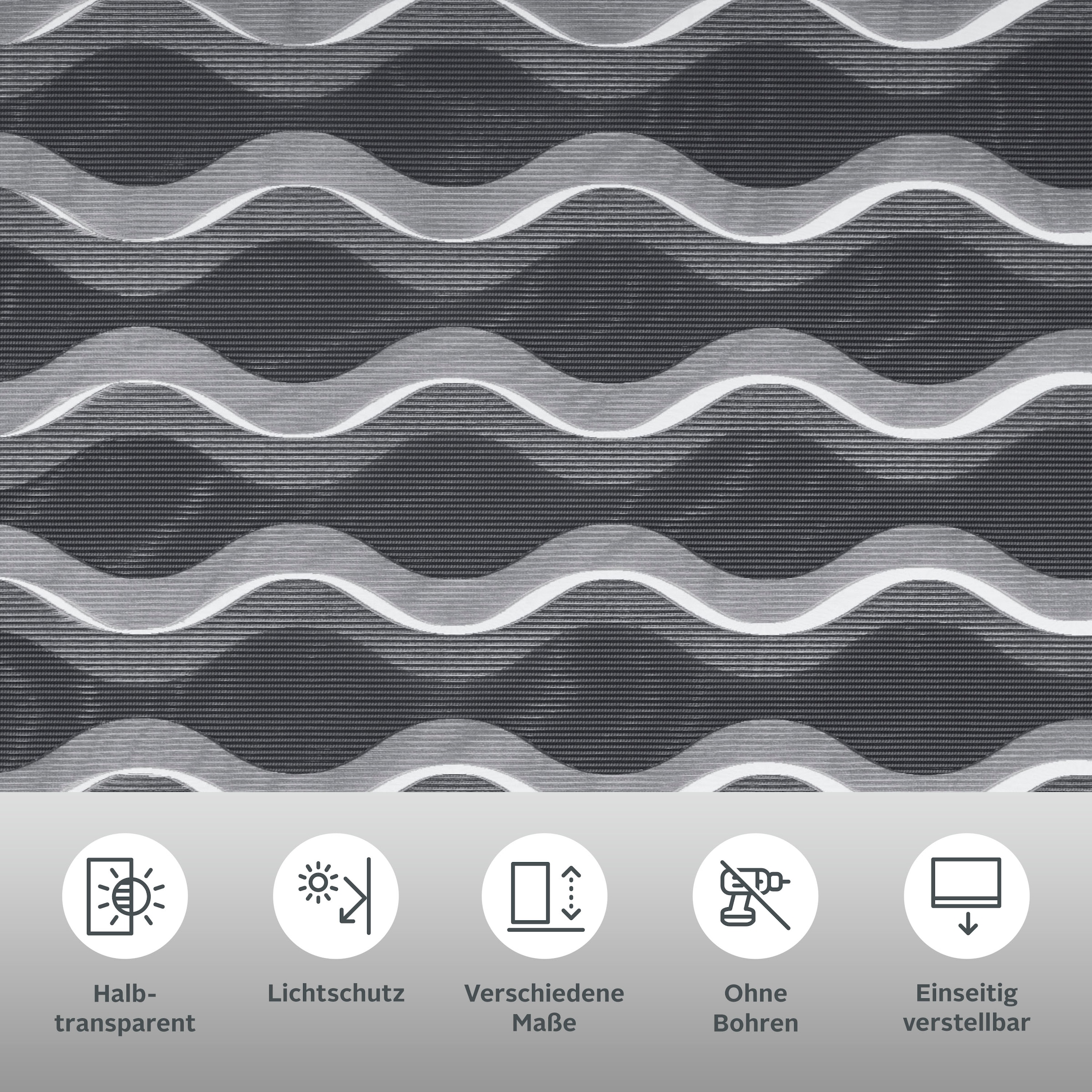 Guido Maria Kretschmer Home&Living Doppelrollo »Wellen«, Lichtschutz, ohne Bohren, freihängend, Fixmass, Klemmträger