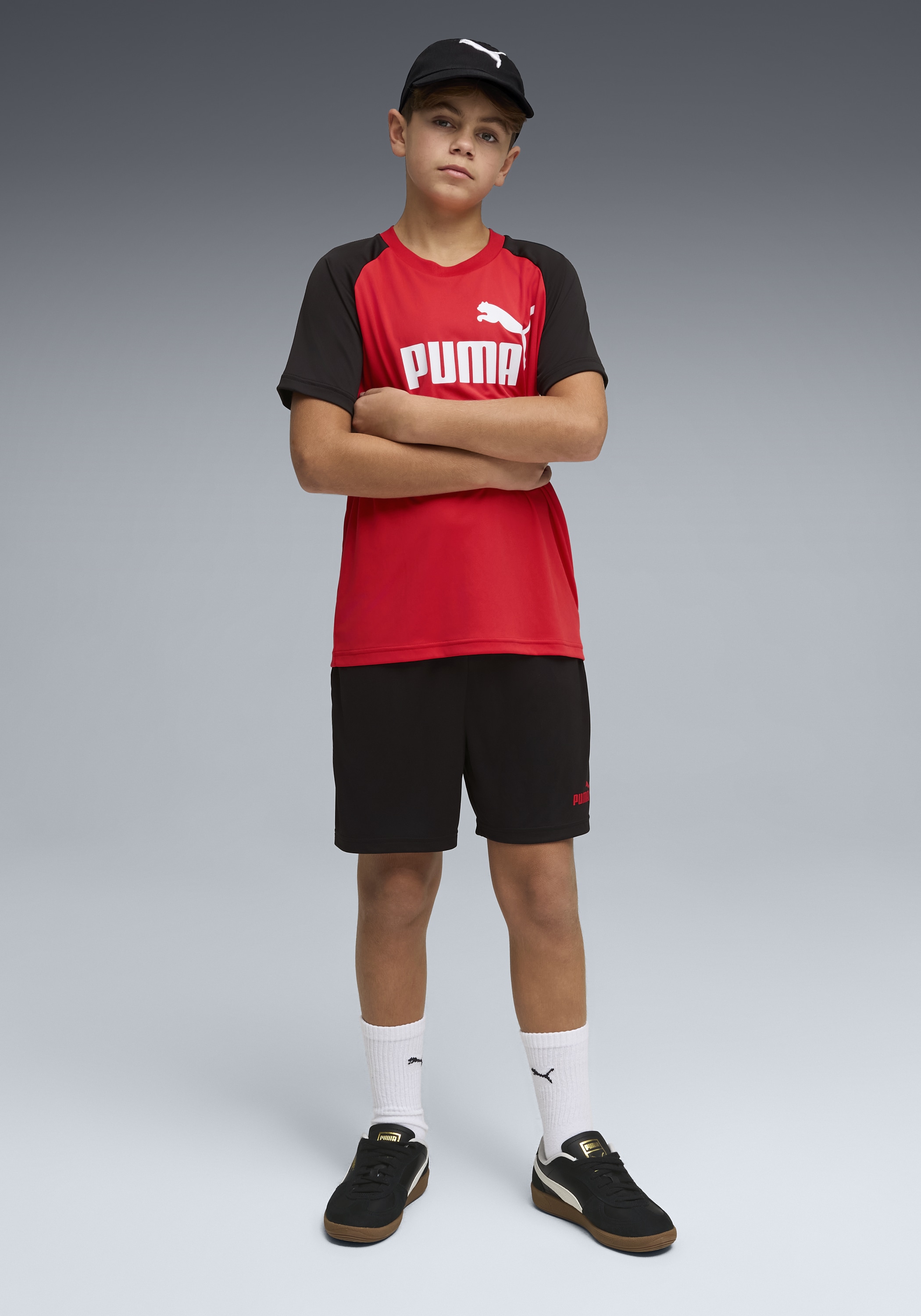 PUMA Trainingsanzug "ESS NO.1 LOGO POLY TEE AND SHORTS SET B" 2 tlg. zweiteiliges Set, mit DryCELL Technologie, atmungsaktiv