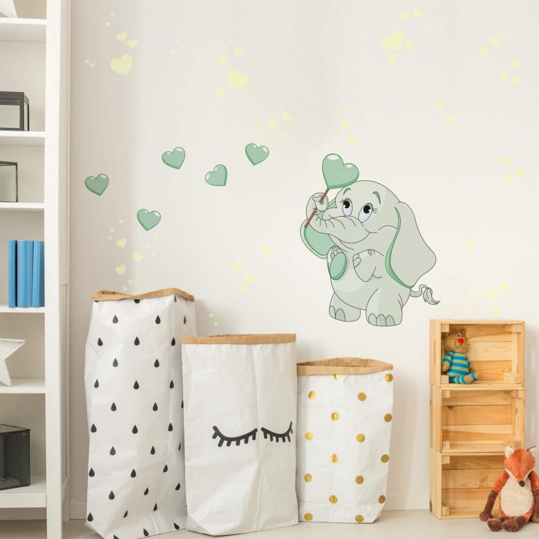 Wall-Art Wandtattoo »Elefantenbaby Leuchtbilder«, (1 St.), Jelmoli-Versand selbstklebend, online entfernbar | shoppen