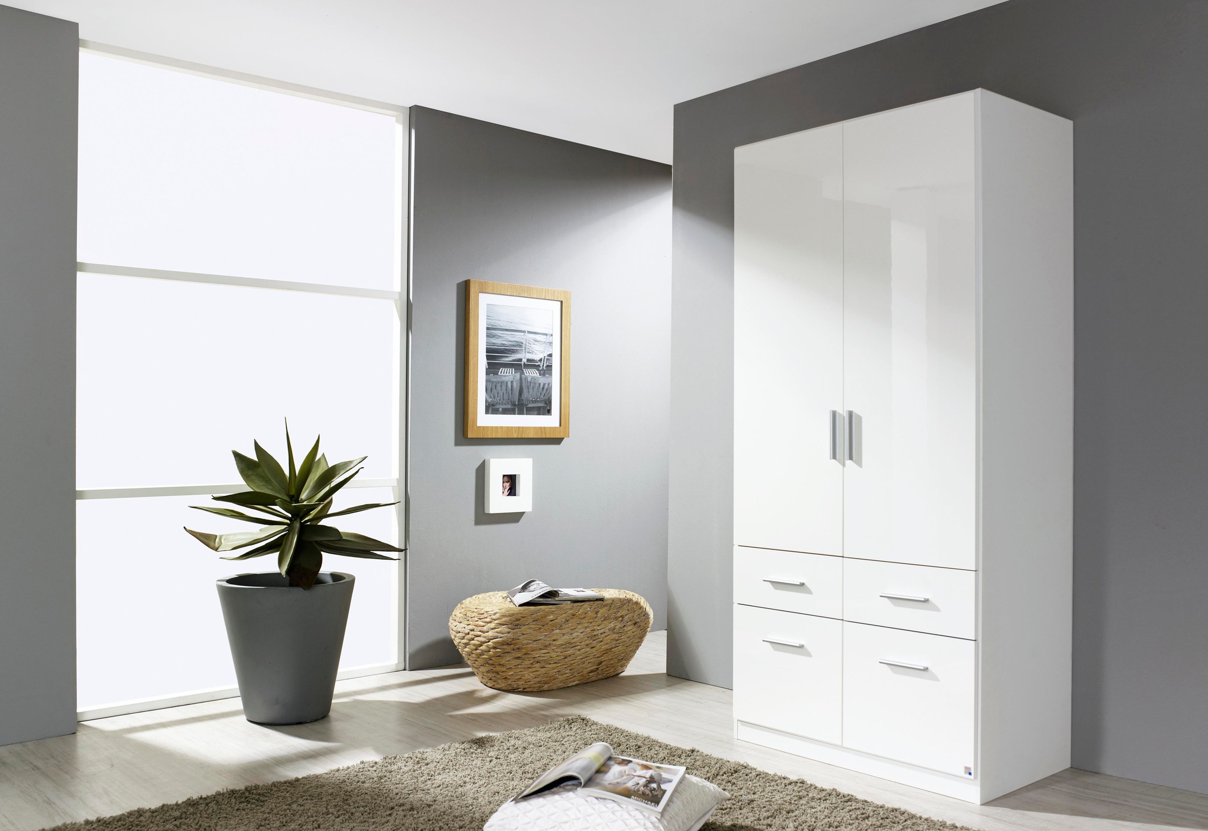 rauch Drehtürenschrank "Kleiderschrank Schrank Garderobe Schlafzimmerschrank CELLE" in 4 Breiten und 2 Höhen, optional mit Schubkästen MADE IN GERMANY