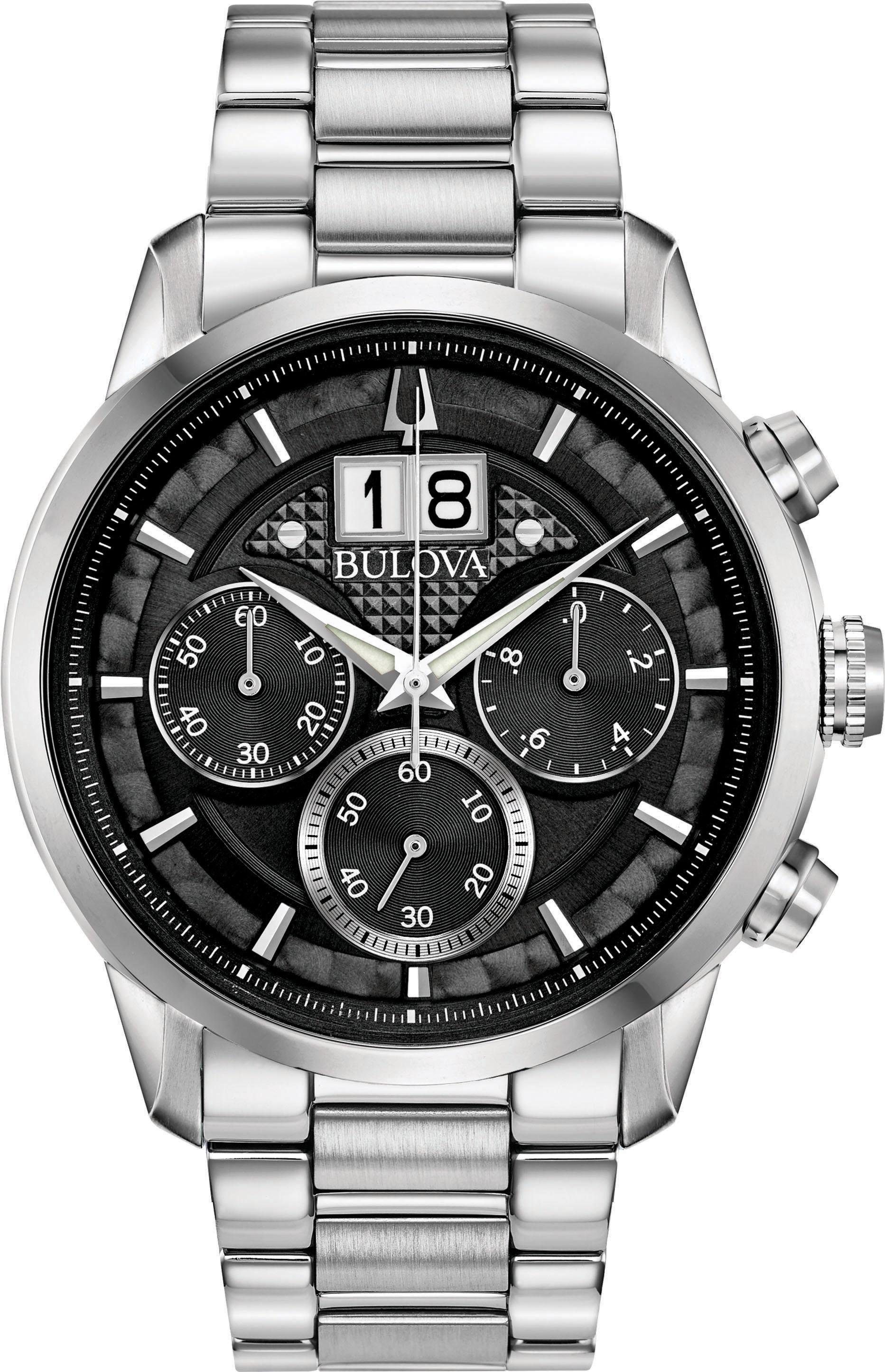 Chronograph »Sutton, 96B319«, Armbanduhr, Quarzuhr, Herrenuhr, Edelstahlarmband, Tag