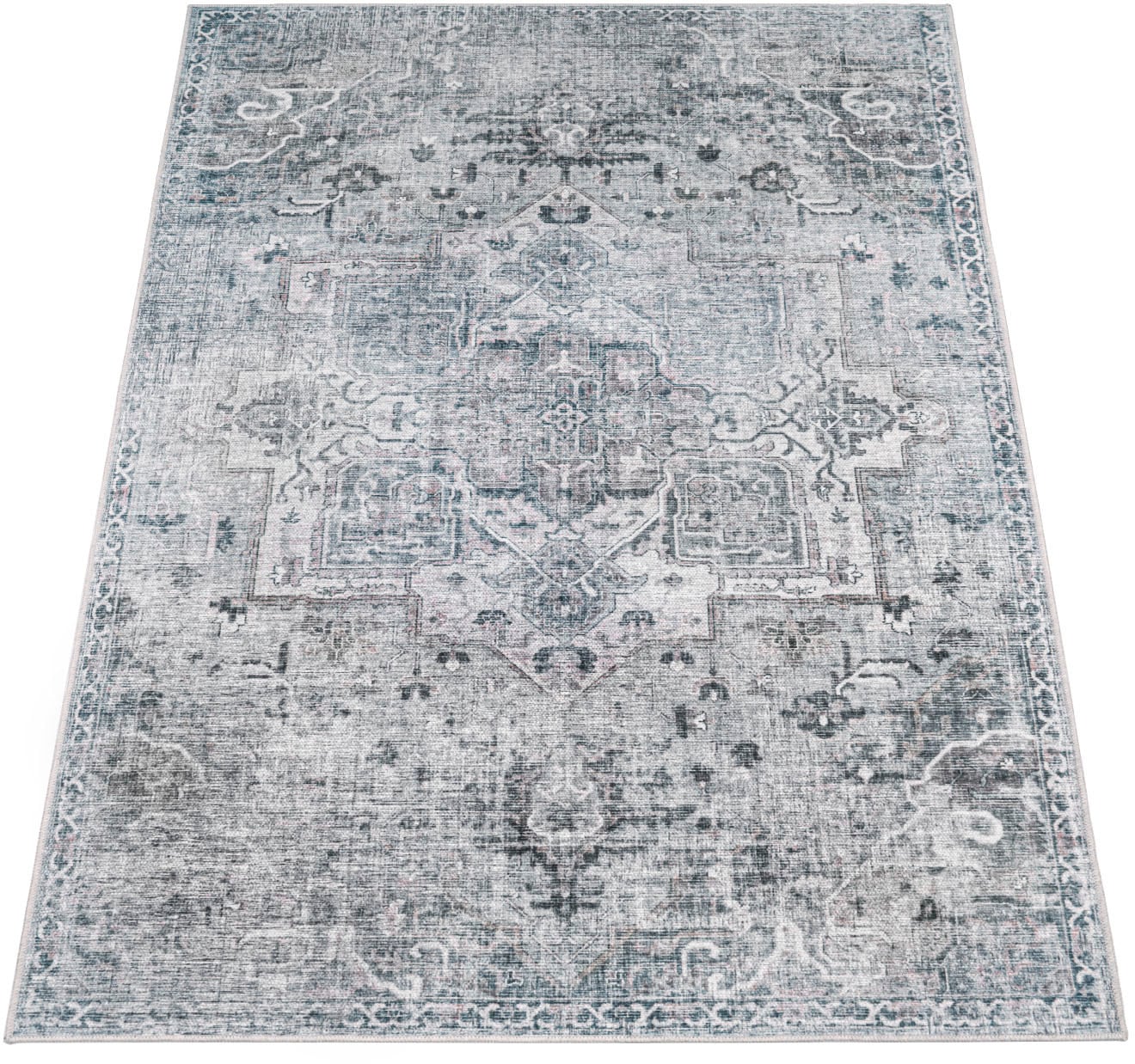 Paco Home Teppich »Lyon 332«, rechteckig, 4 mm Höhe, Kurzflor, Orient-Optik, Vintage Design, waschbar