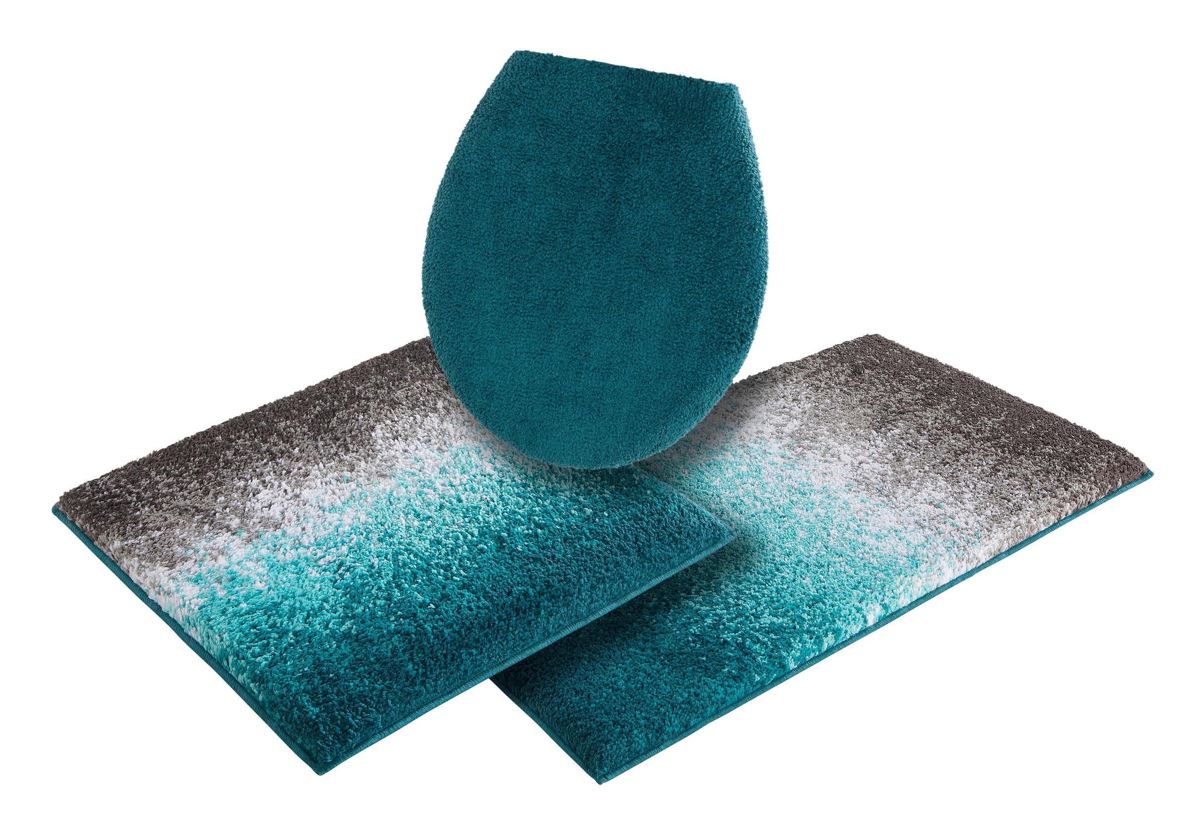my home Badematte »Elif, Badvorleger, Badezimmer Teppich«, rutschhemmend beschichtet, fussbodenheizungsgeeignet-schnell trocknend-strapazierfähig, Ombré-Look, Badteppich, Badematten auch als 3 teiliges Set erhältlich