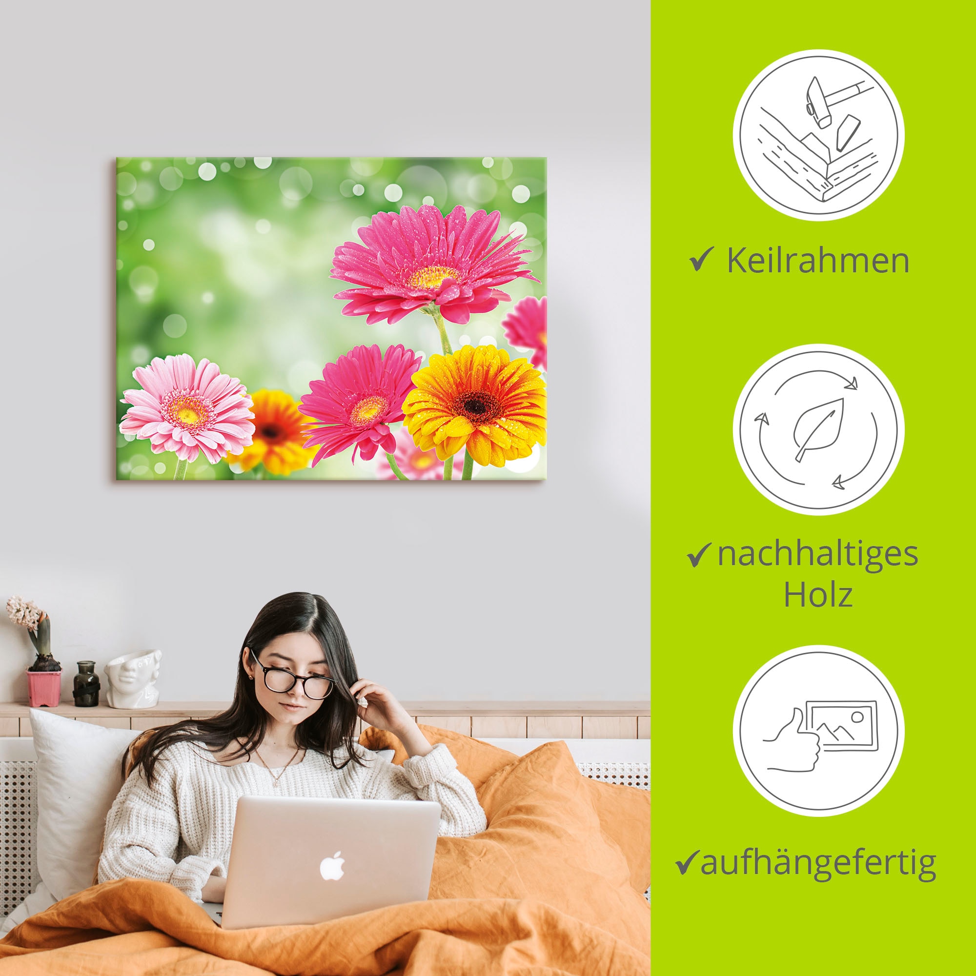 Artland Wandbild »Natürliche Romantik - Gerberas«, Blumen, (1 St.), als Leinwandbild, Poster in verschied. Grössen