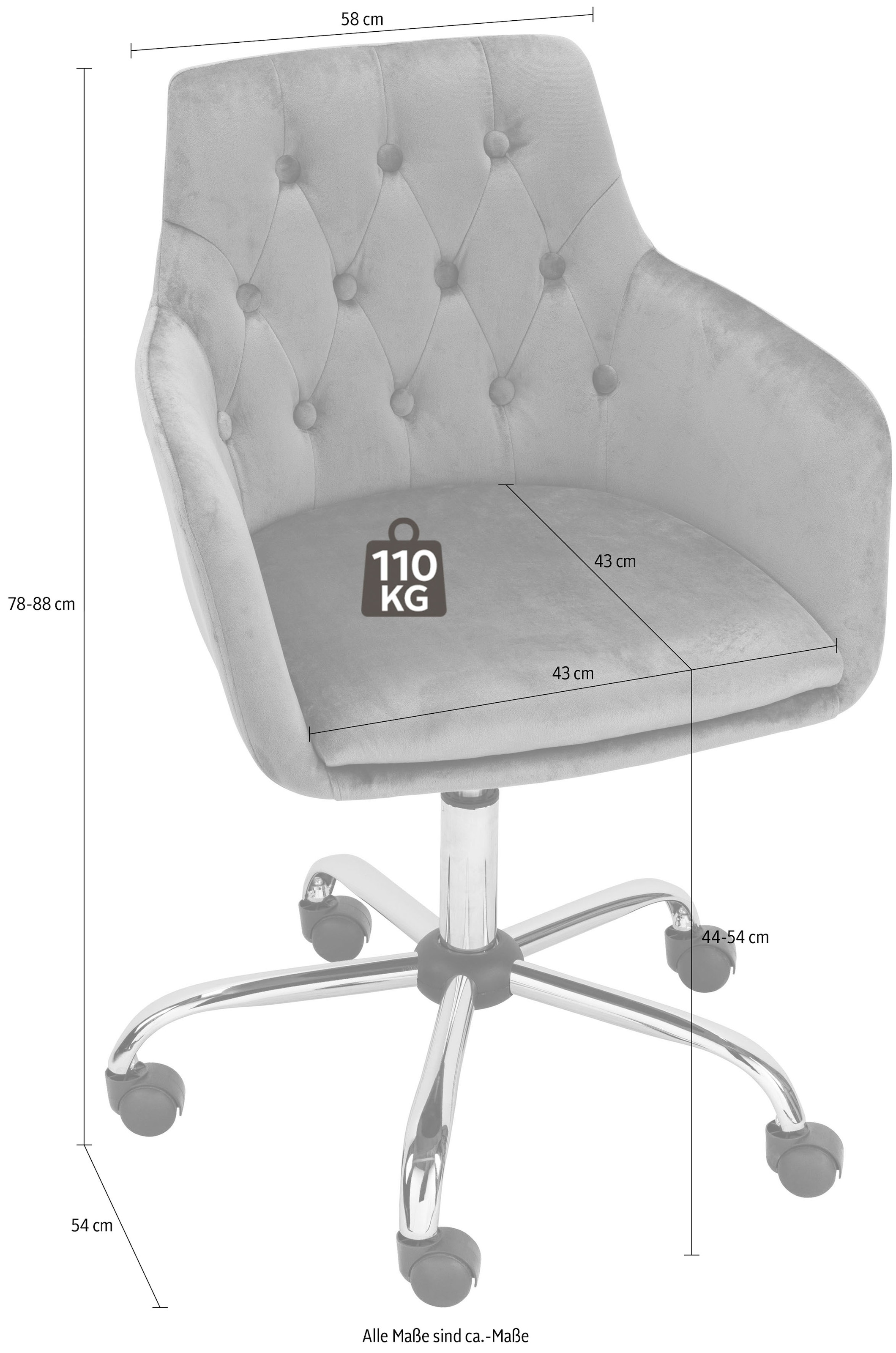 INOSIGN Bürostuhl »Perry1«, Samtstoff, eleganter Samtstuhl, gepolstert