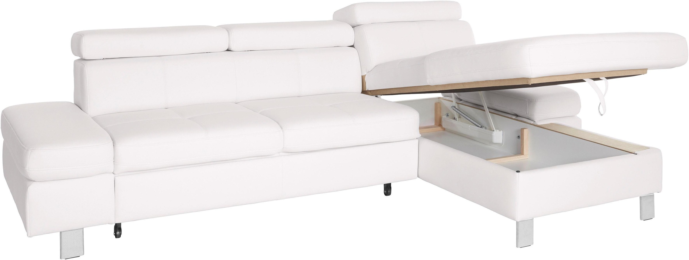 exxpo - sofa fashion Ecksofa »Fiji, hochwertige Detailverarbeitung im Sitz und Rücken, L-Form«, bequem durch Kopf- und Armteilverstellung, wahlweise mit Bettfunktion
