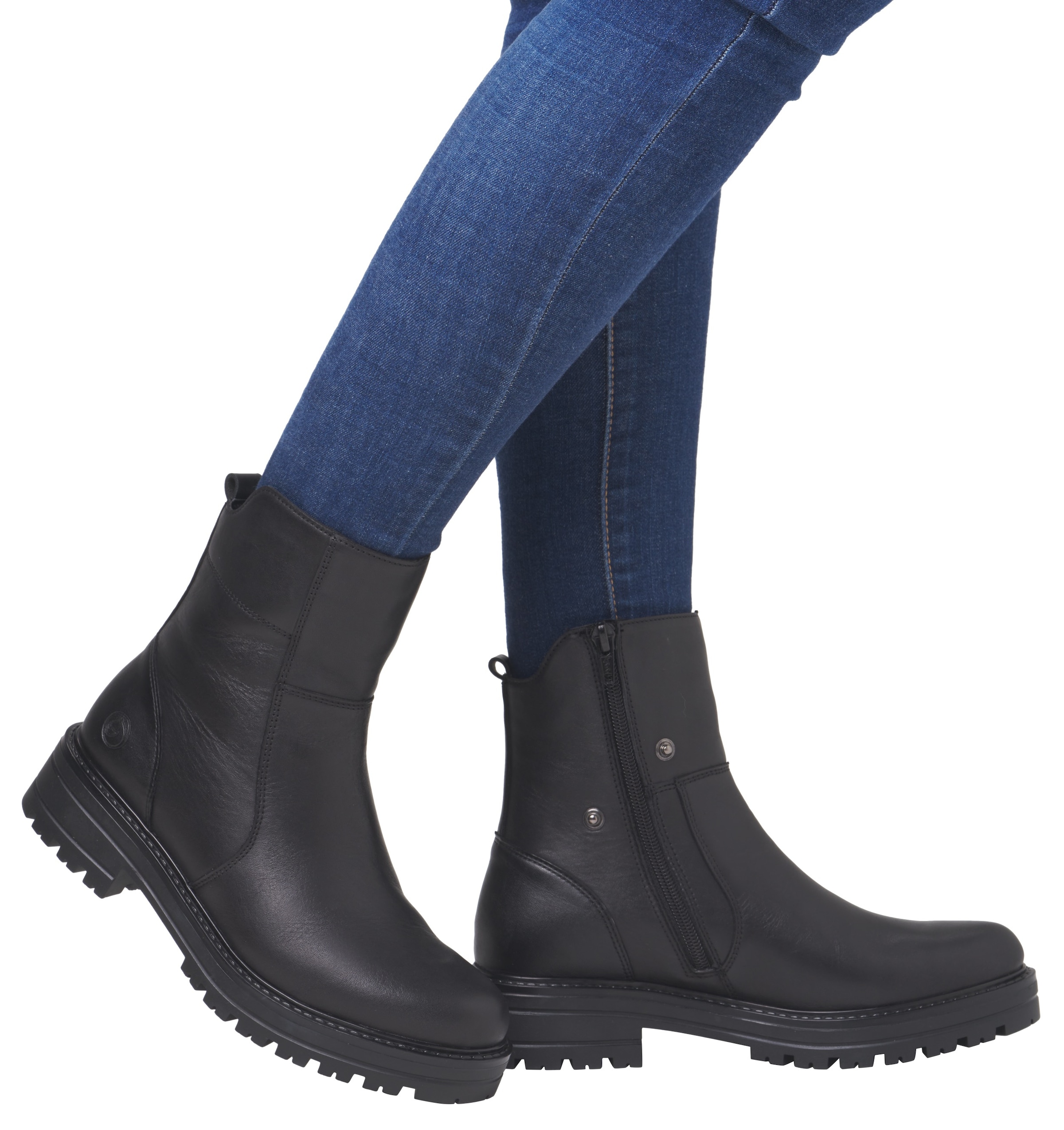 Remonte Stiefelette »Elisabeth Hurley-Collection«, Blockabsatz, Bikerboots, Chunky-Boots mit Innenreissverschluss