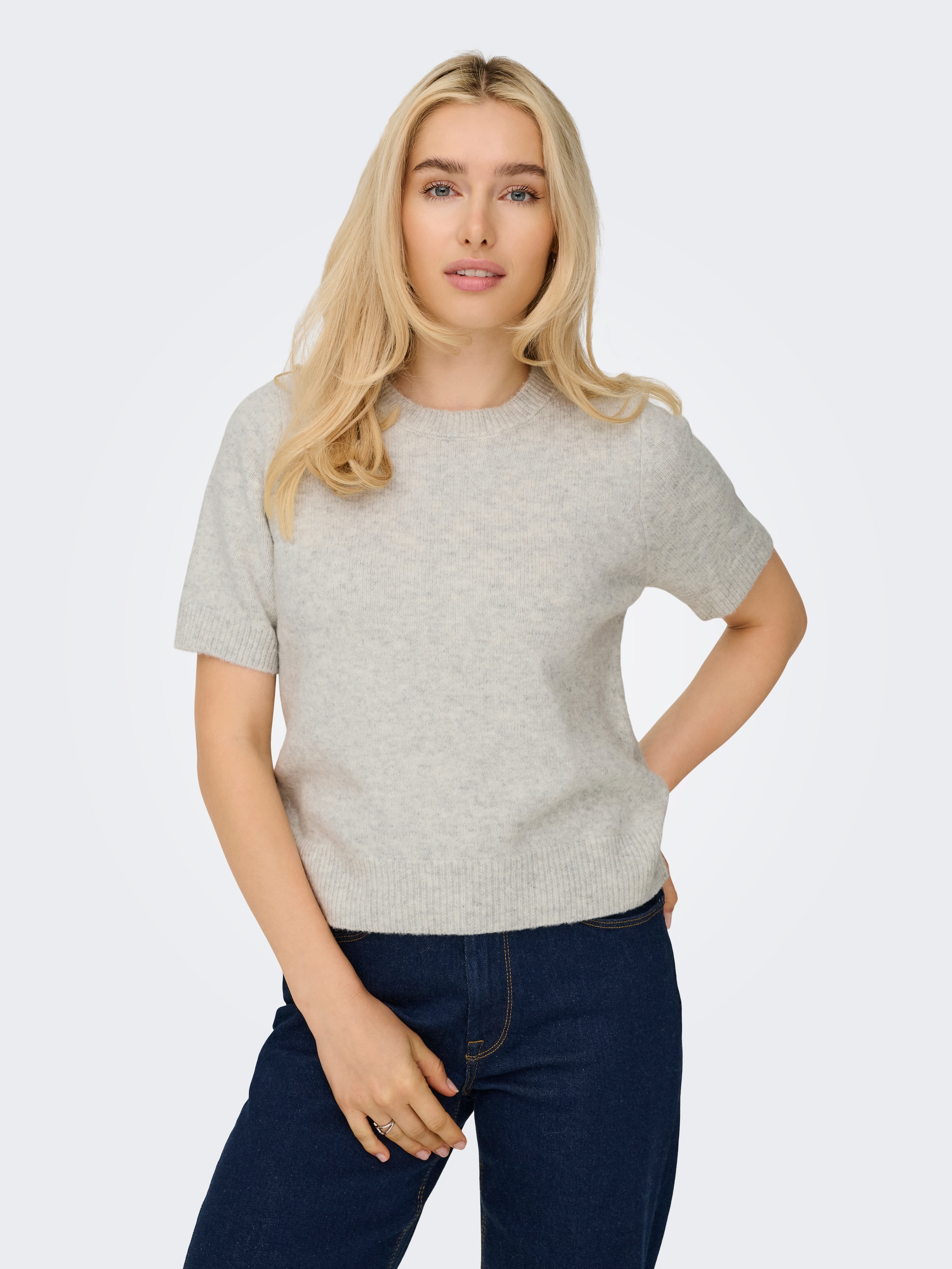 ONLY Kurzarmpullover »ONLABBY LIFE SS BLING TOP O-NECK KNT«
