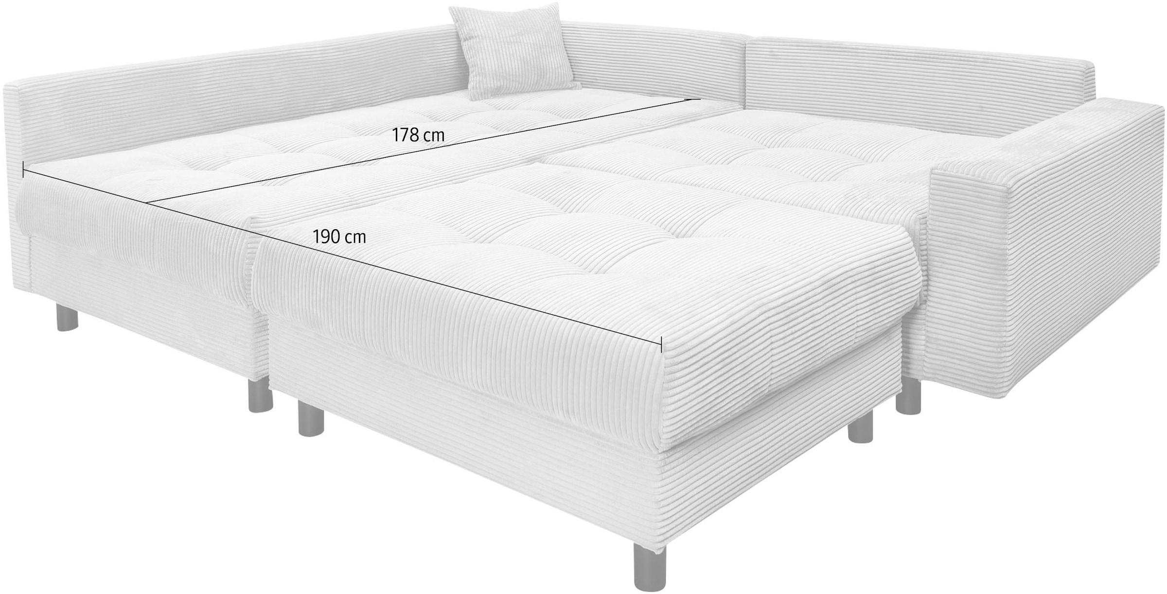 Home affaire Ecksofa »Toni L-Form«, Ottomane beidseitig montierbar, Federkern-Polsterung