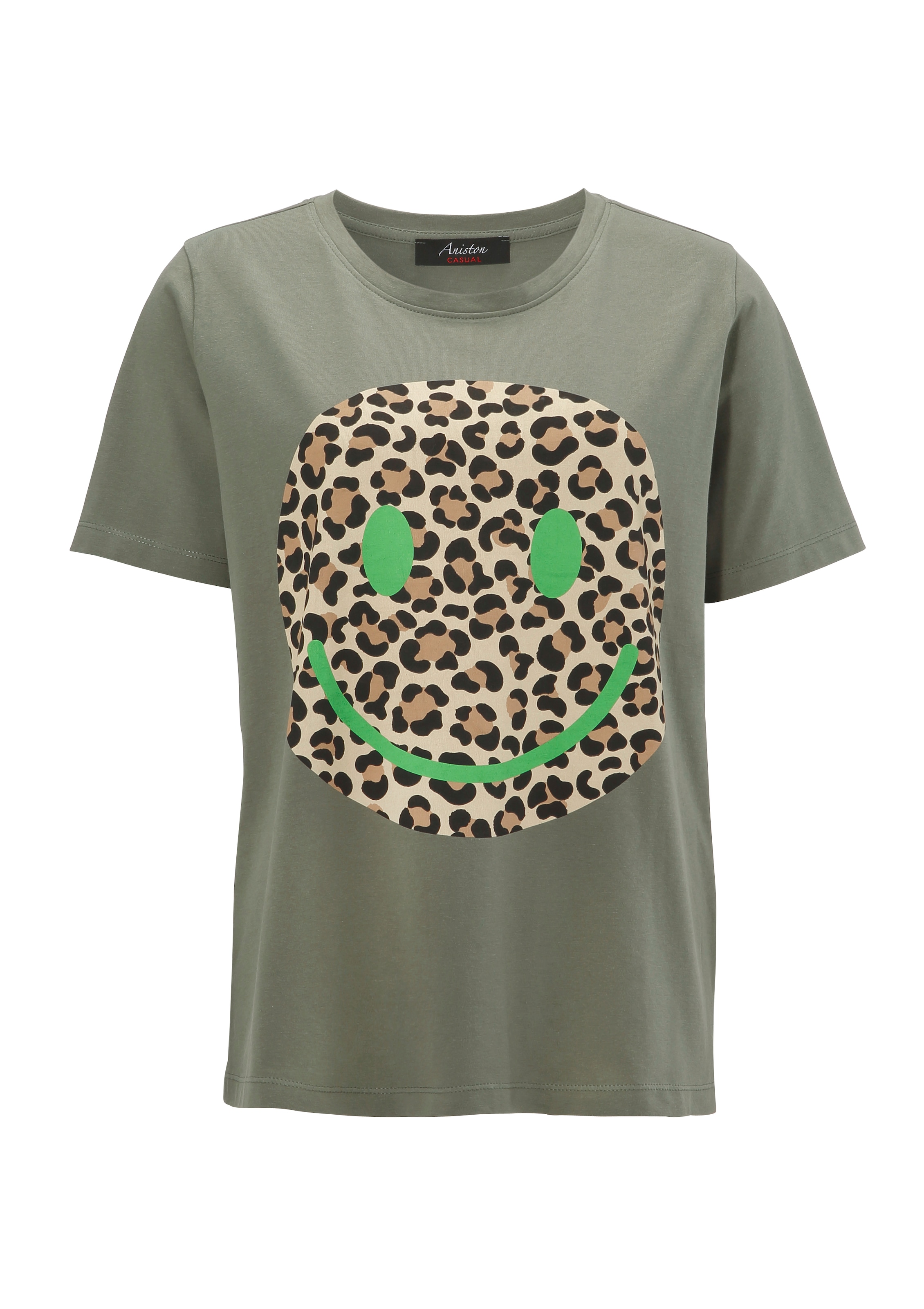 Aniston CASUAL T-Shirt, mit Smiley-Frontprint im Animal-Look