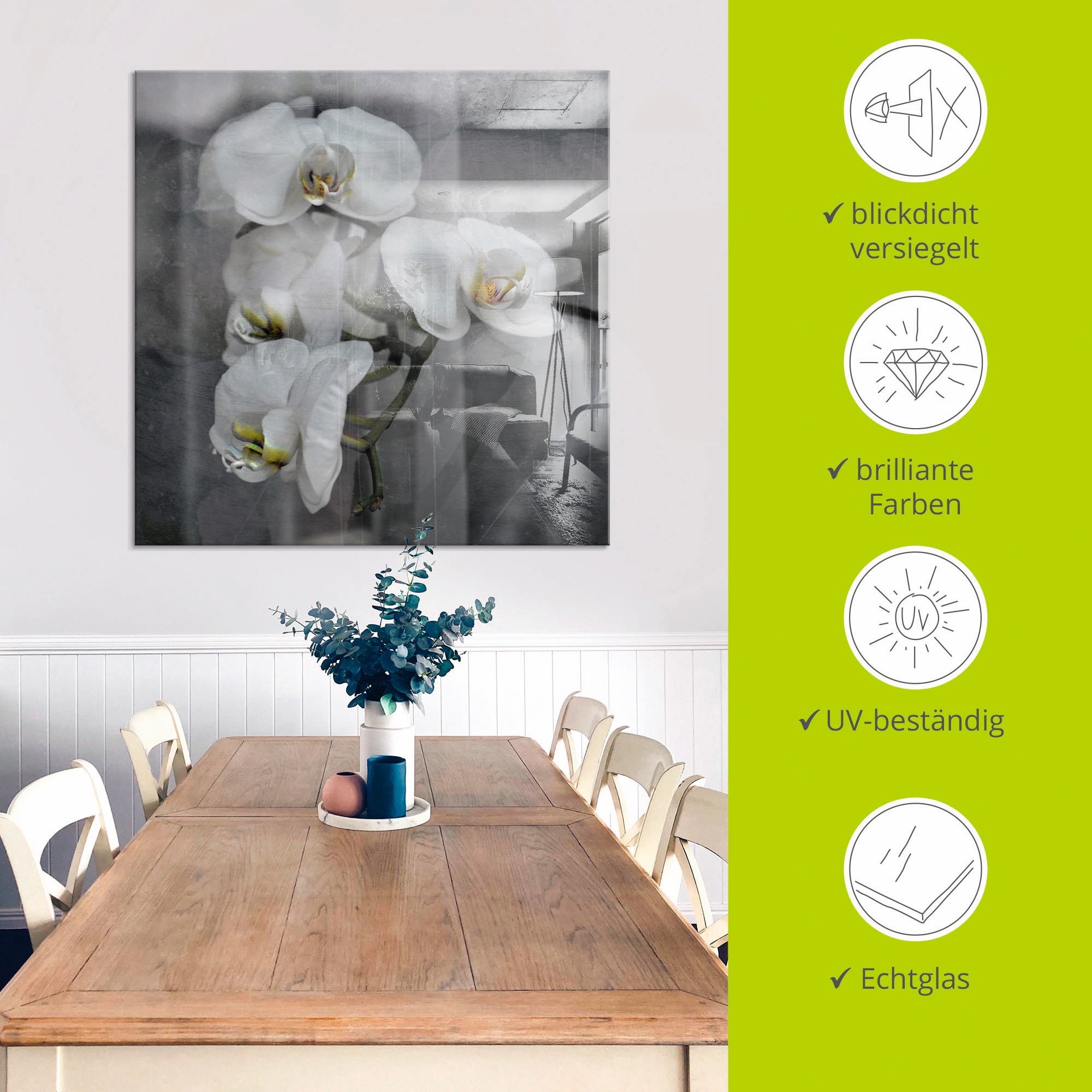 Artland Glasbild »Weisse Orchideen - white Orchid«, Blumen, (1 St.), in verschiedenen Grössen