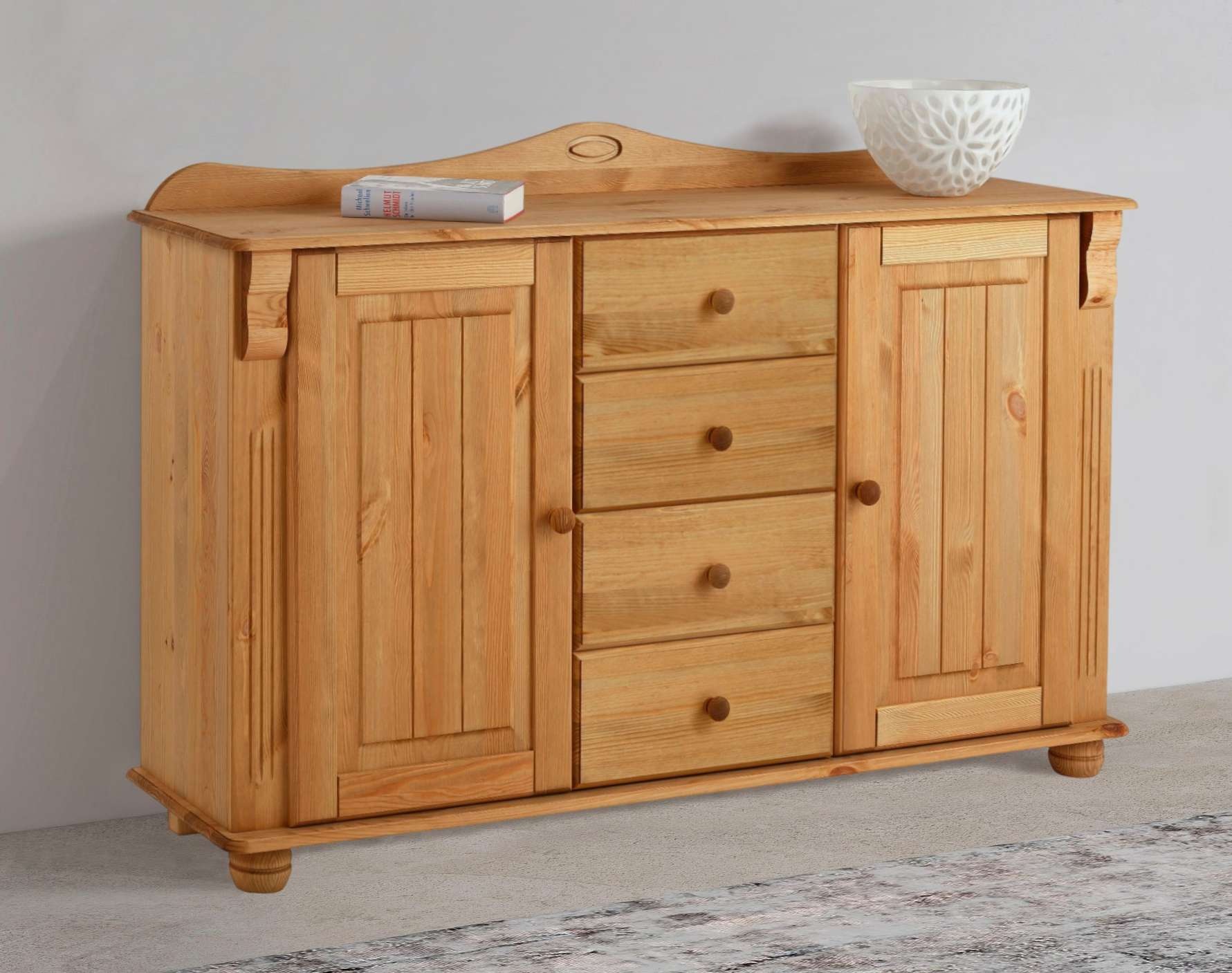 Home affaire Kommode »Sideboard, Anrichte, mit 3 Schubladen, 2 Türen« aus massiver Kiefer, Breite 130 cm