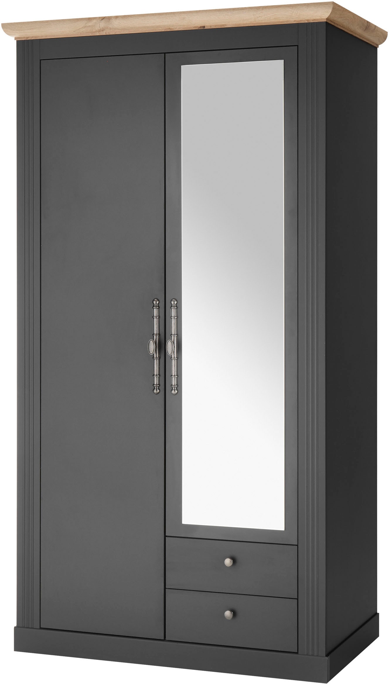 Home affaire Kleiderschrank »WESTMINSTER Wäscheschrank in 2 Farben, Landhausschrank Metallgriffe« Drehtürenschrank mit Spiegel, Schlafzimmerschrank, 109 cm breit
