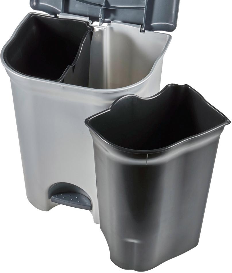 Keeeper Twin Pedal Bin With 2 x Waste Compartments 11 Litre, none