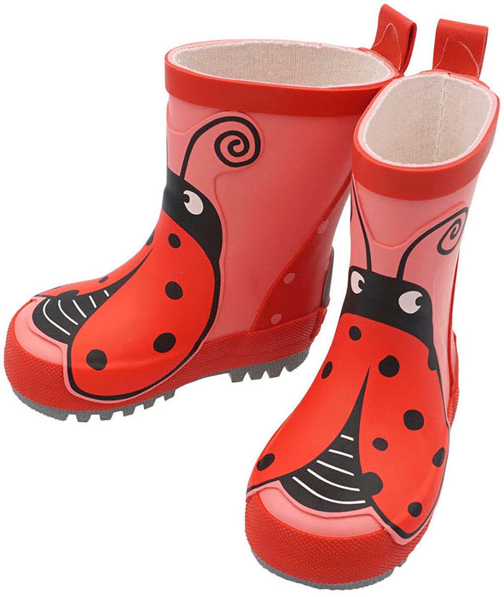 MAXIMO Gummistiefel mit niedlichem Marienkäfer-Patch, wasserdicht, robuste Sohle